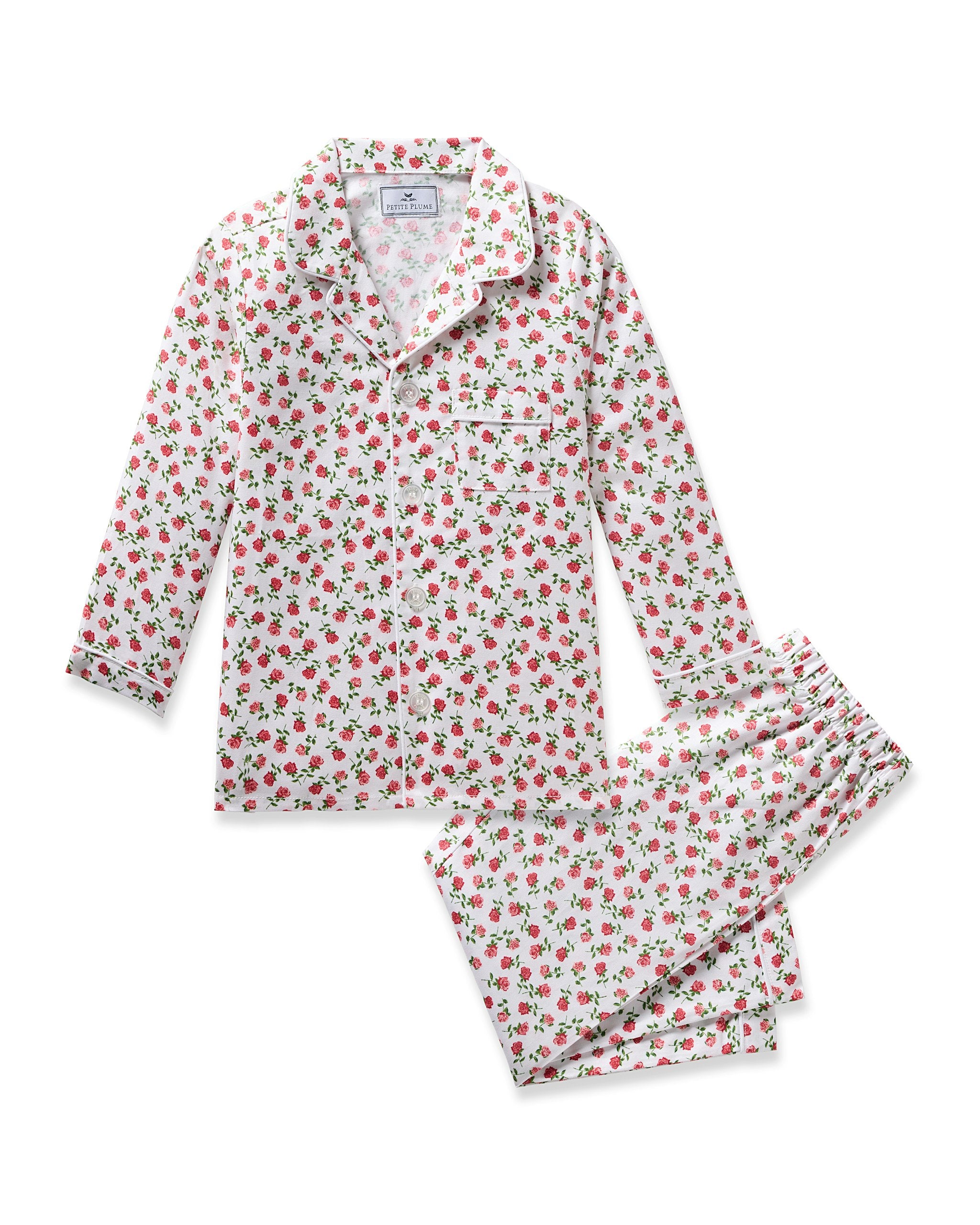 Kid's Twill Pajama Set in Sweethearts in Petite Petals#Color_Petite Petals
