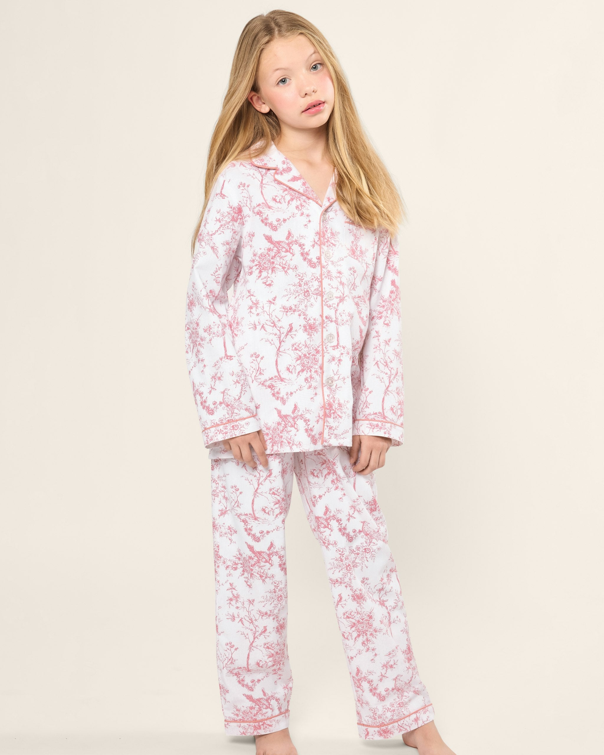 Kid's Twill Pajama Set in Pink Timeless Toile in Pink Timeless Toile#Color_Pink Timeless Toile