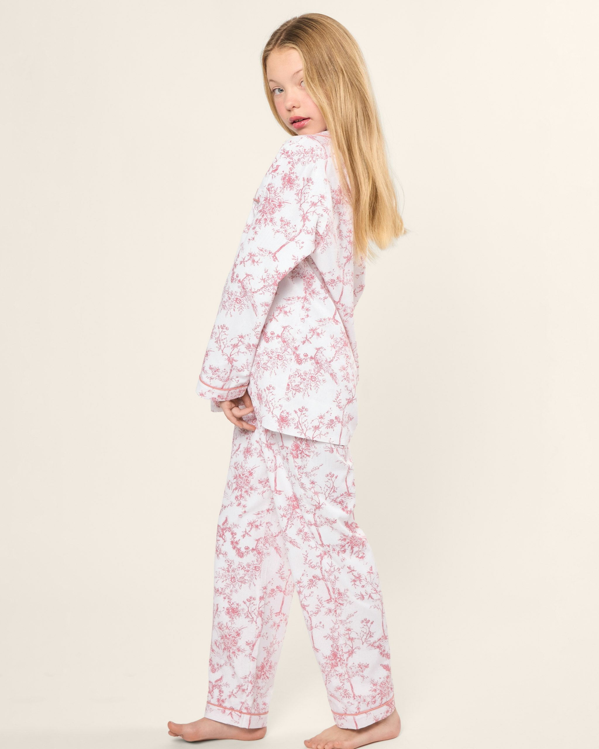 Kid's Twill Pajama Set in Pink Timeless Toile in Pink Timeless Toile#Color_Pink Timeless Toile