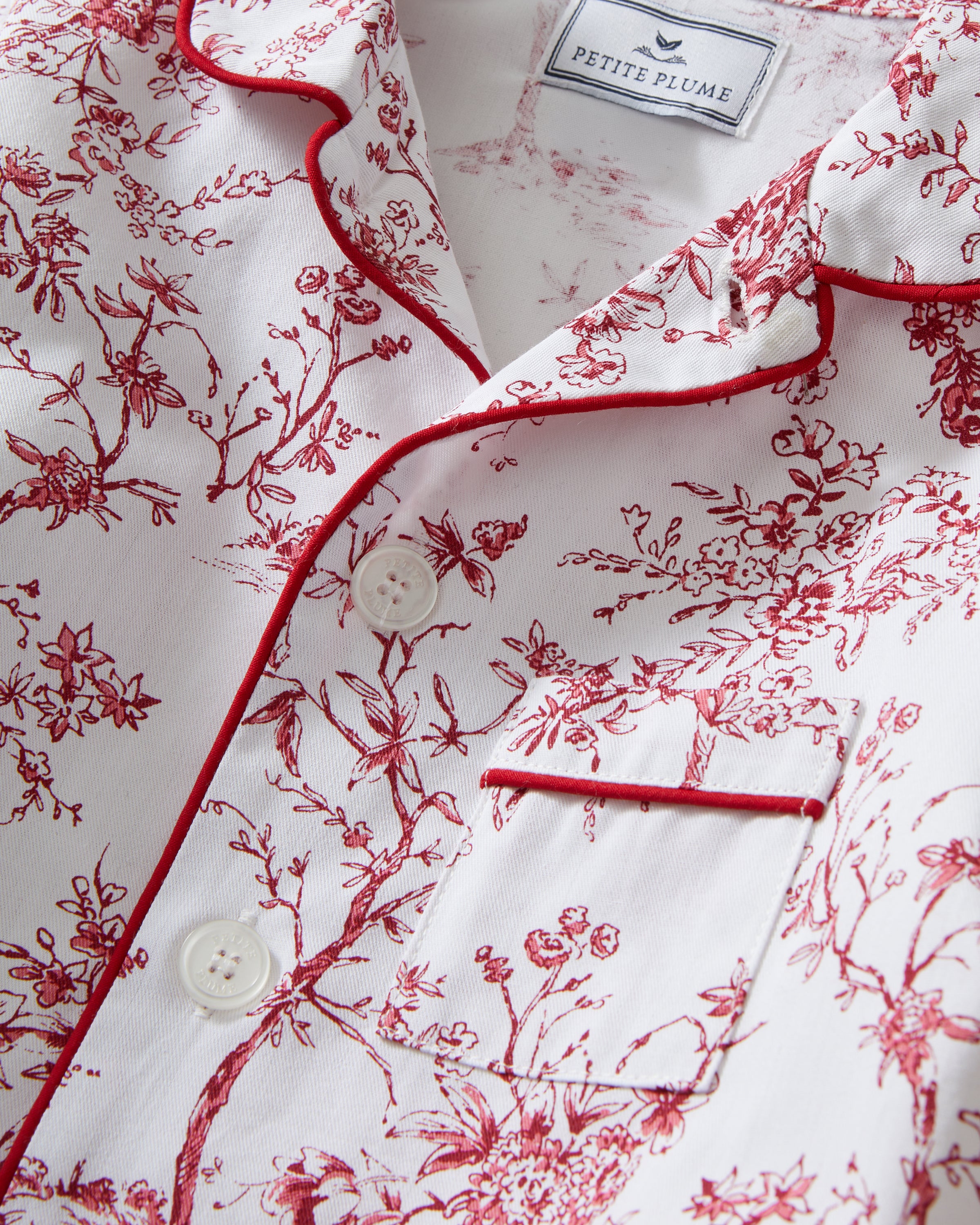 Kid's Twill Pajama Set in Red Timeless Toile