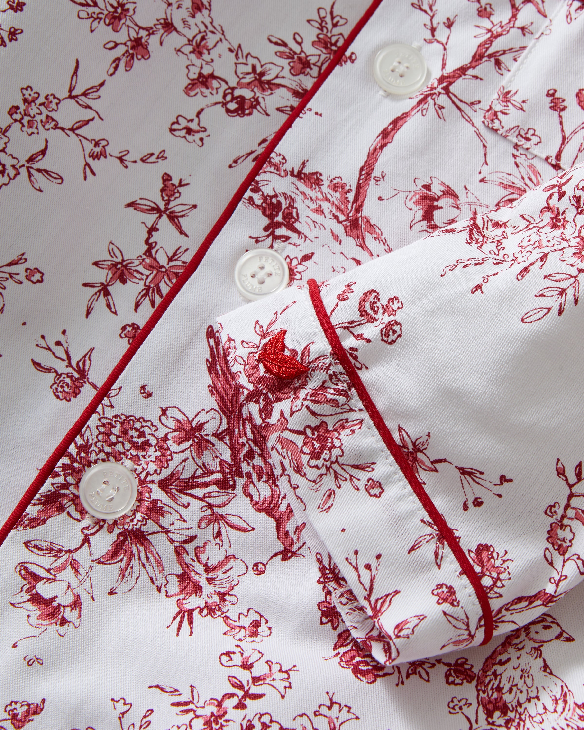 Kid's Twill Pajama Set in Red Timeless Toile