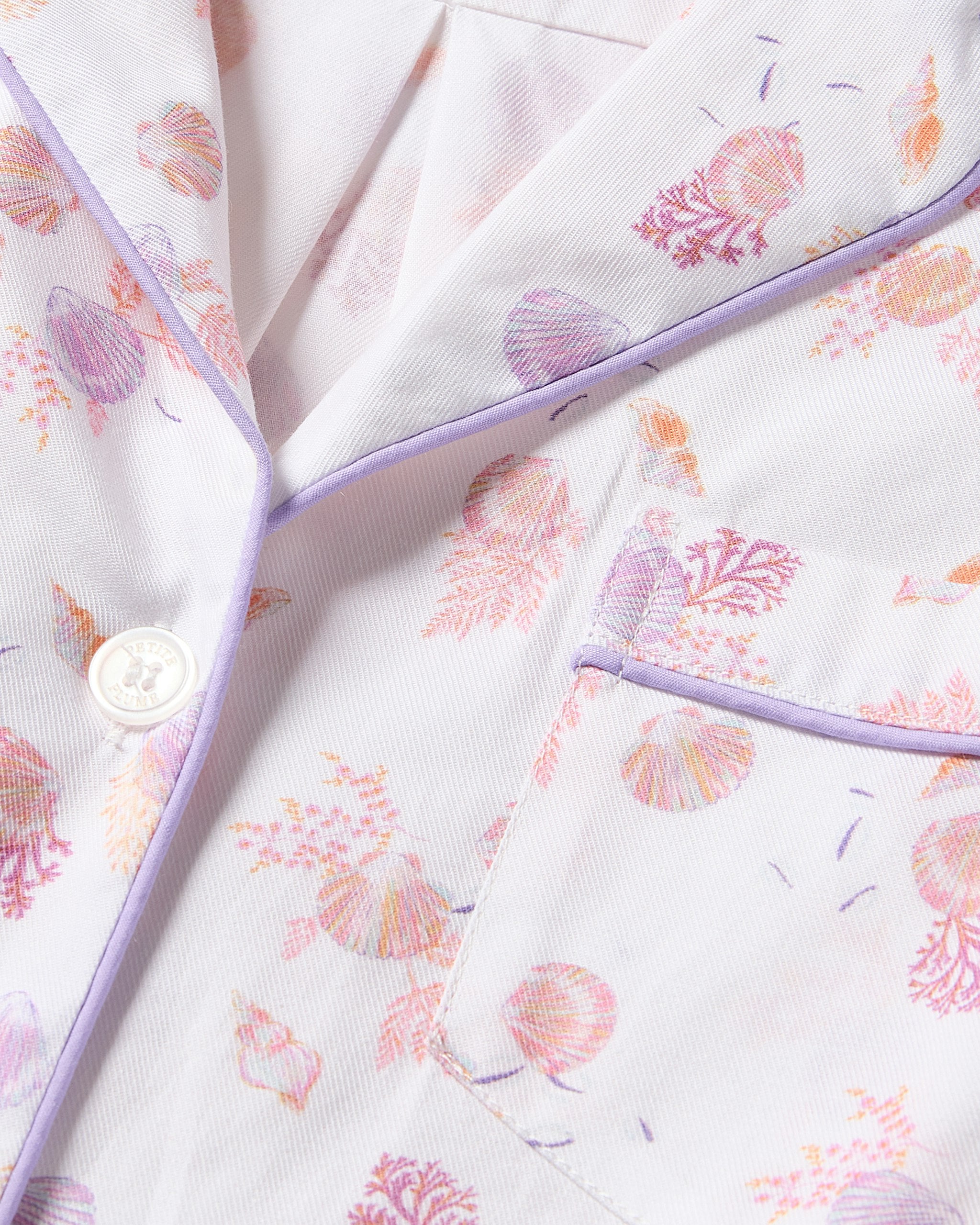 Kid's Twill Pajama Set in Flamingos in Seashell Splendor#Color_Seashell Splendor