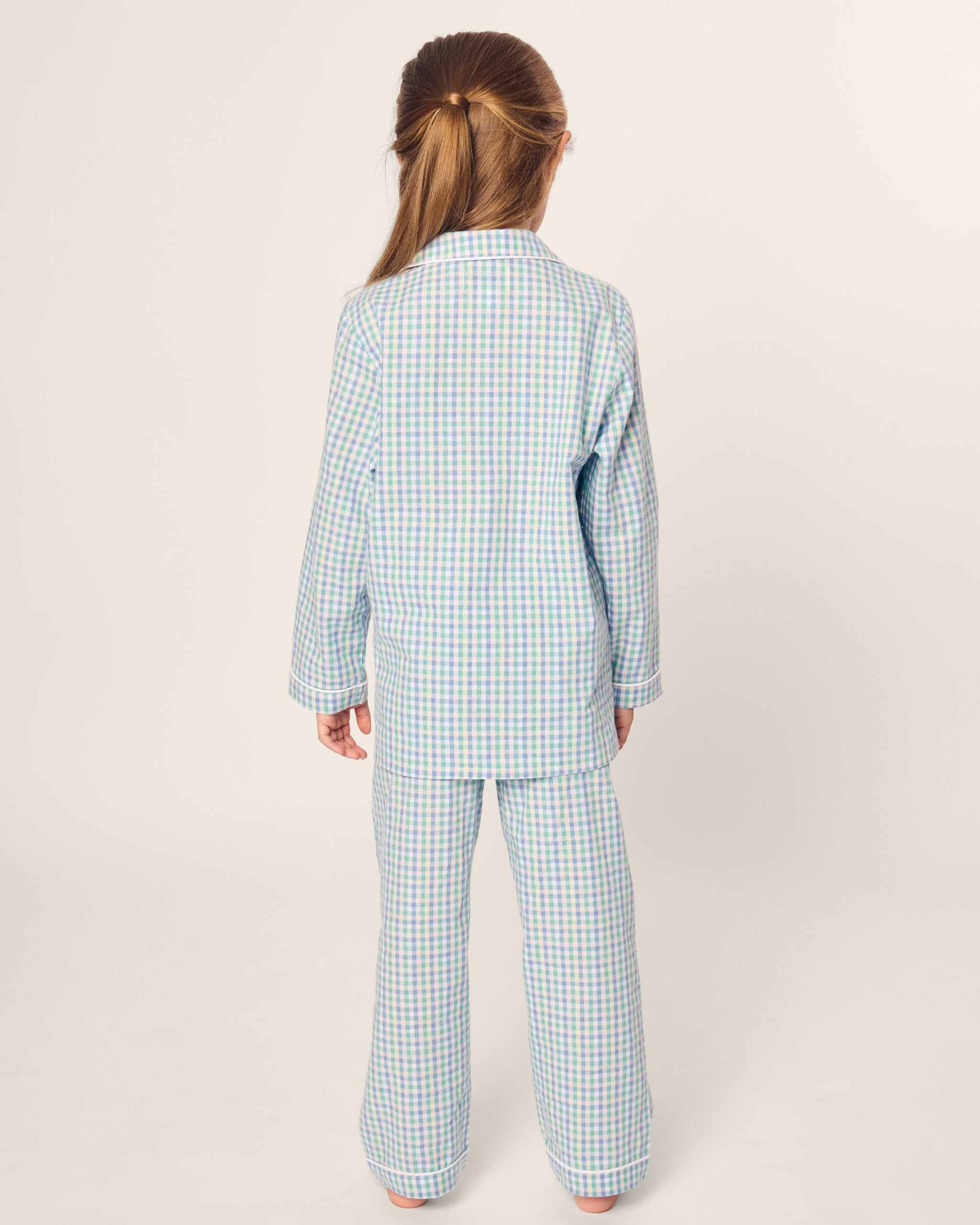 Kid's Twill Pajama Set in Light Blue Gingham in Spring Gingham#Color_Spring Gingham