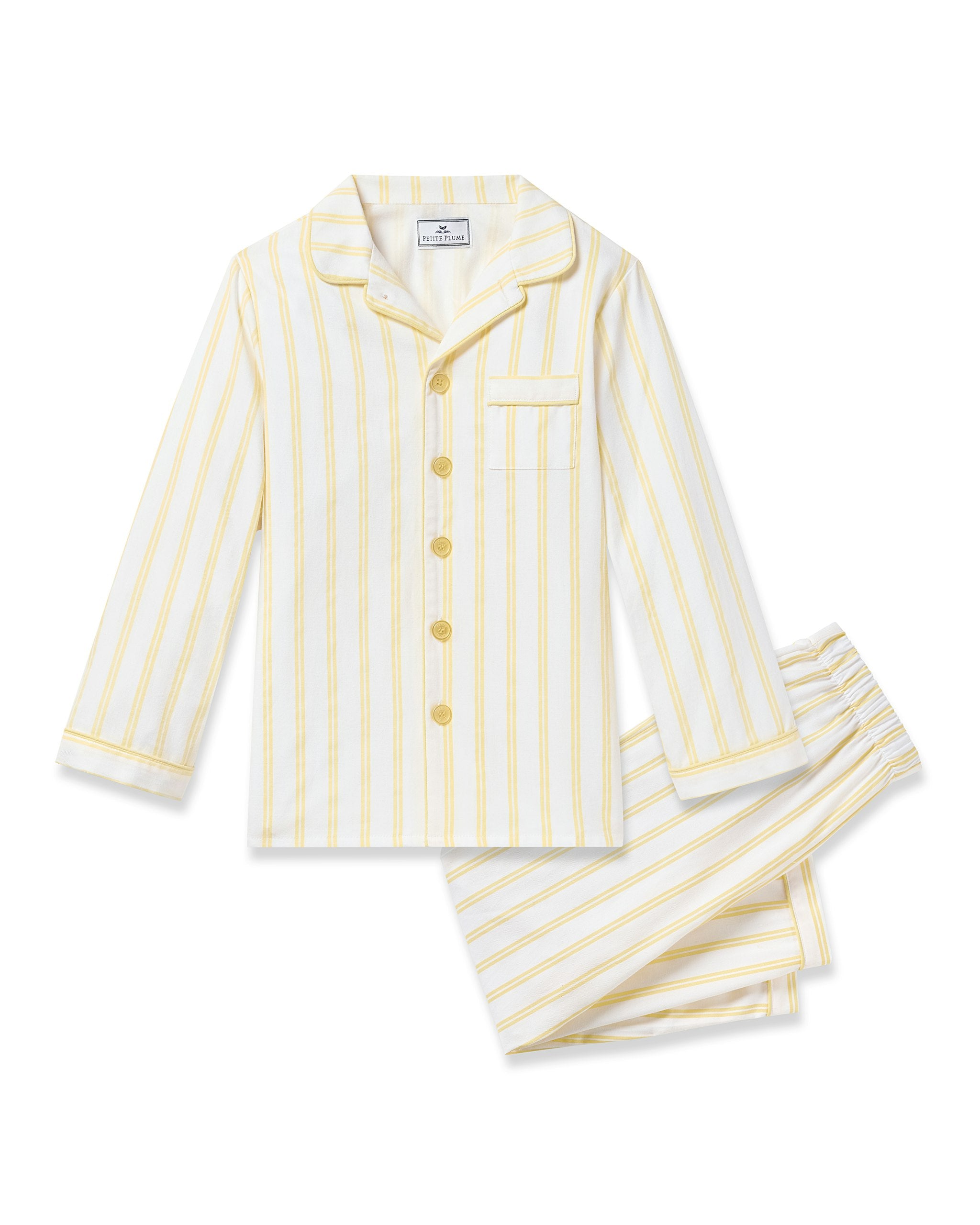 Kid's Twill Pajama Set in Periwinkle Stripe in Sunny Stripe#Color_Sunny Stripe