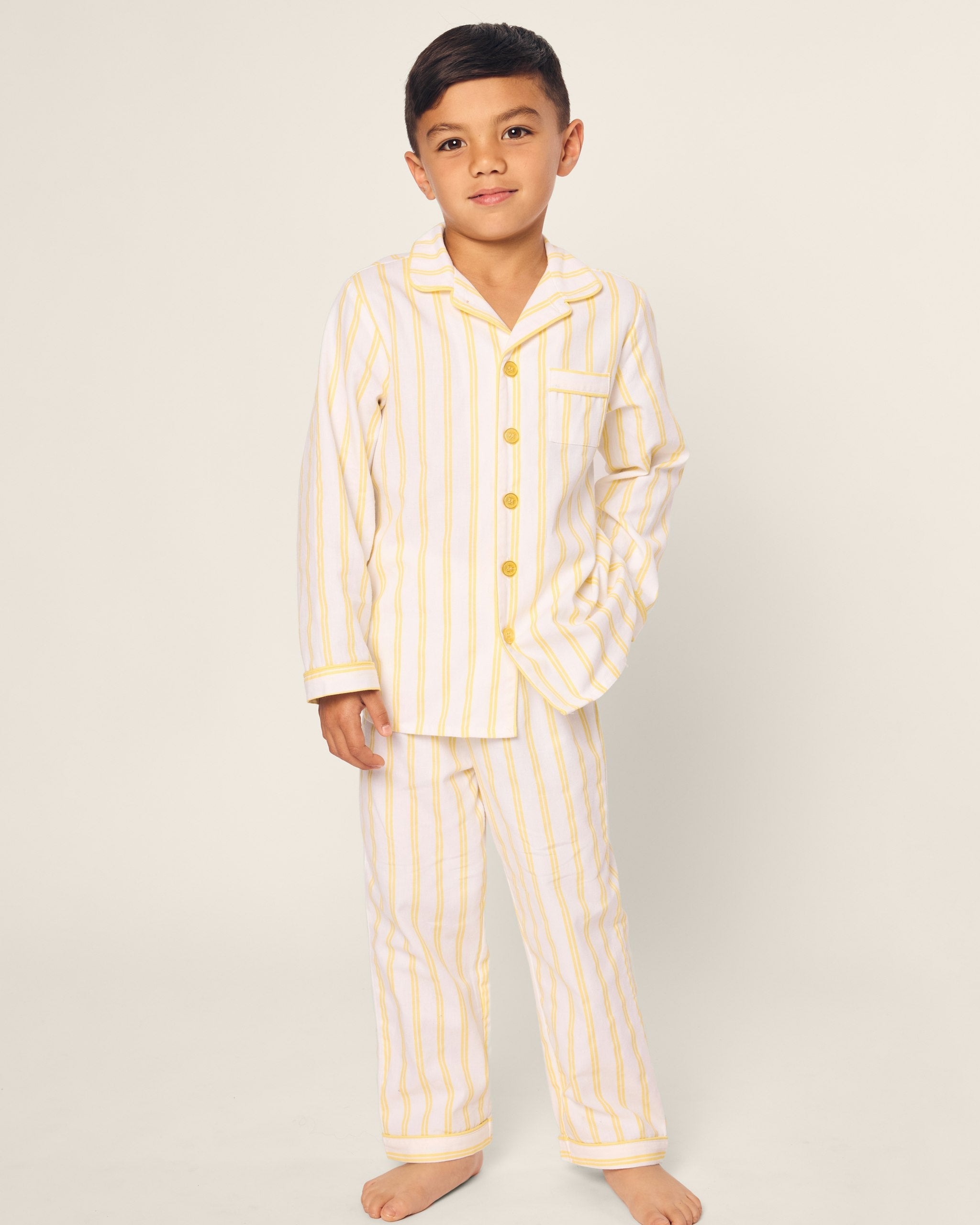 Kid's Twill Pajama Set in Periwinkle Stripe in Sunny Stripe#Color_Sunny Stripe