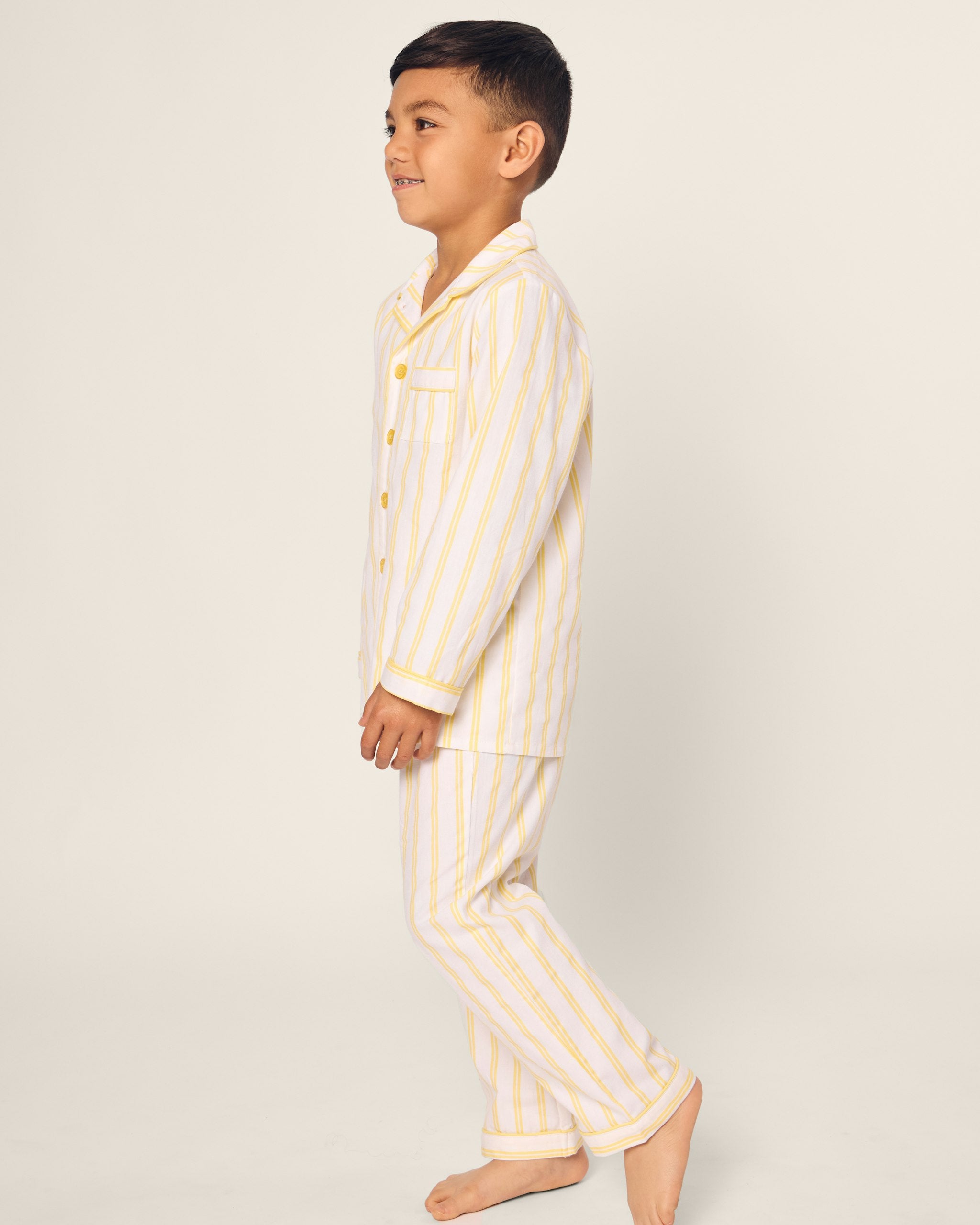Kid's Twill Pajama Set in Periwinkle Stripe in Sunny Stripe#Color_Sunny Stripe