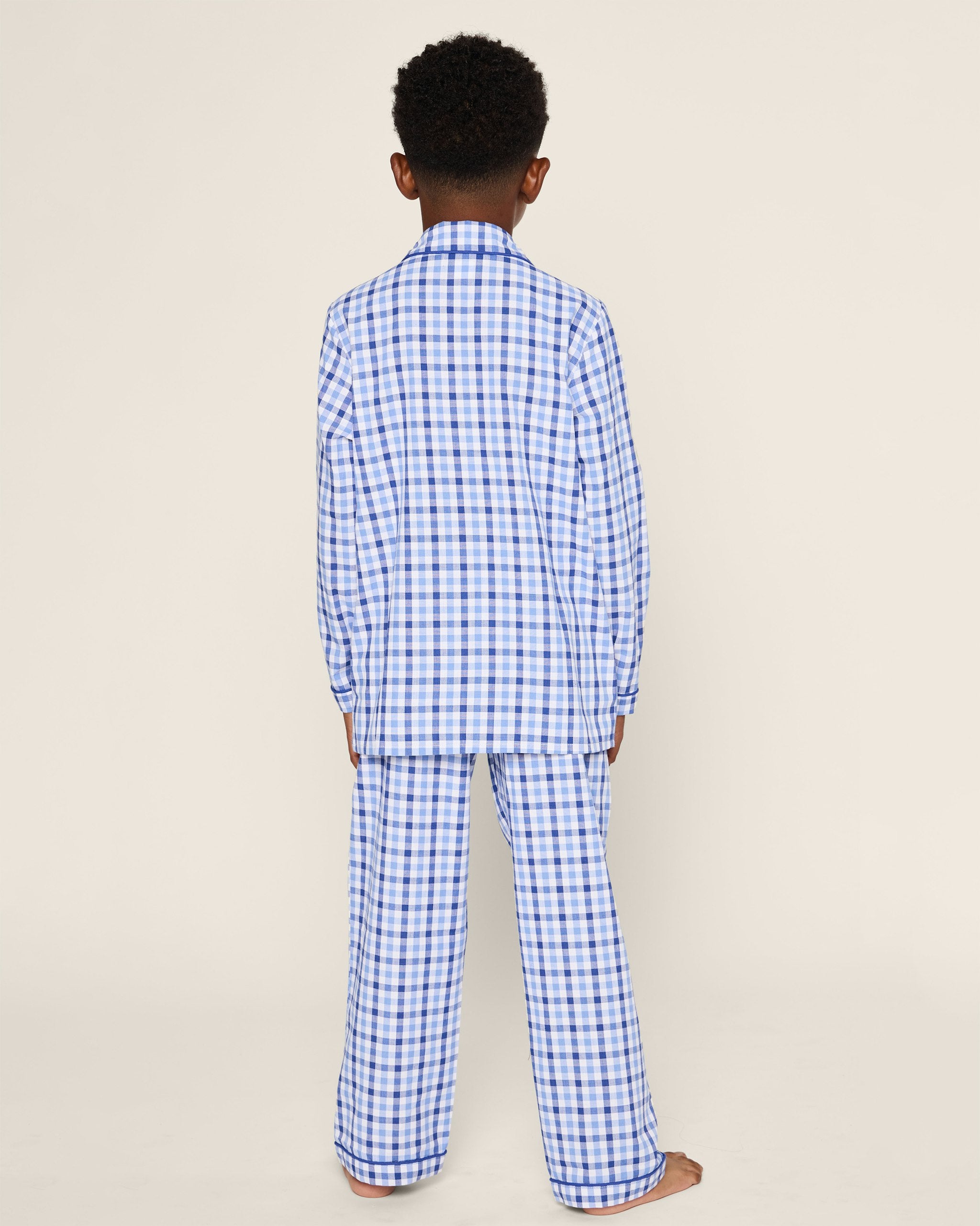 Kid's Twill Pajama Set in Light Blue Gingham in Royal Blue Gingham#Color_Royal Blue Gingham