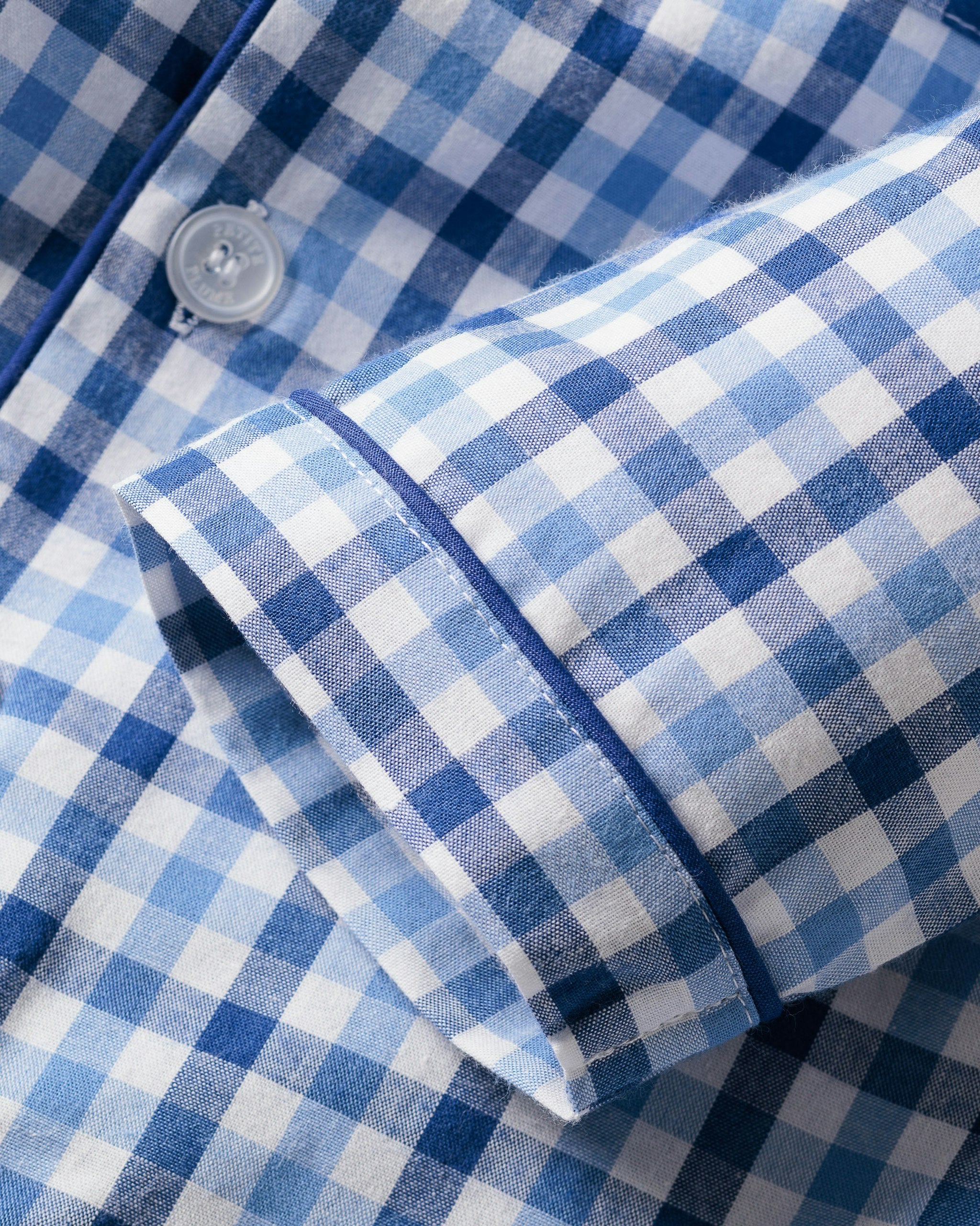 Kid's Twill Pajama Set in Light Blue Gingham in Royal Blue Gingham#Color_Royal Blue Gingham