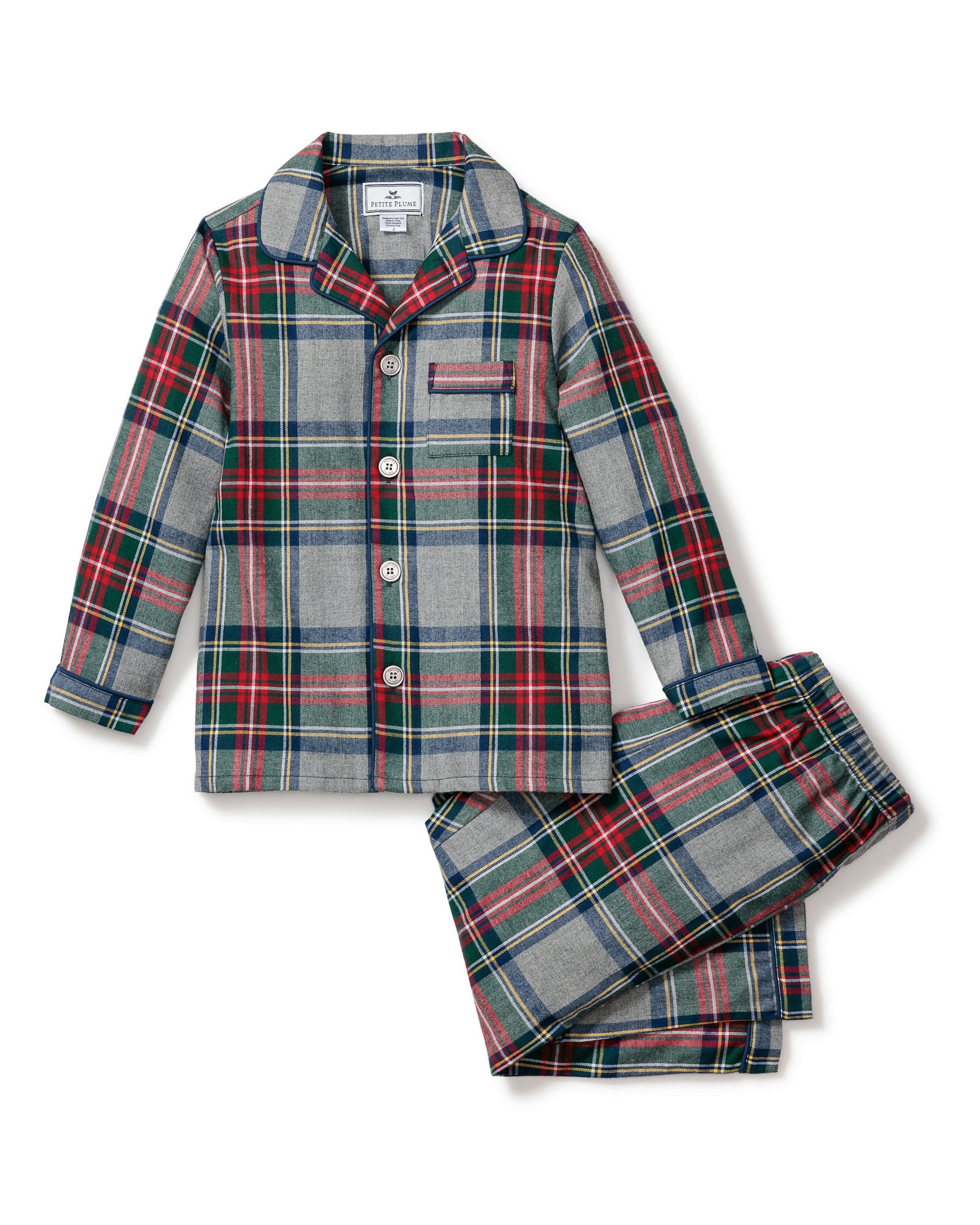 Kid's Brushed Cotton Pajama Set in Westminster Tartan in Westminster Tartan#Color_Westminster Tartan