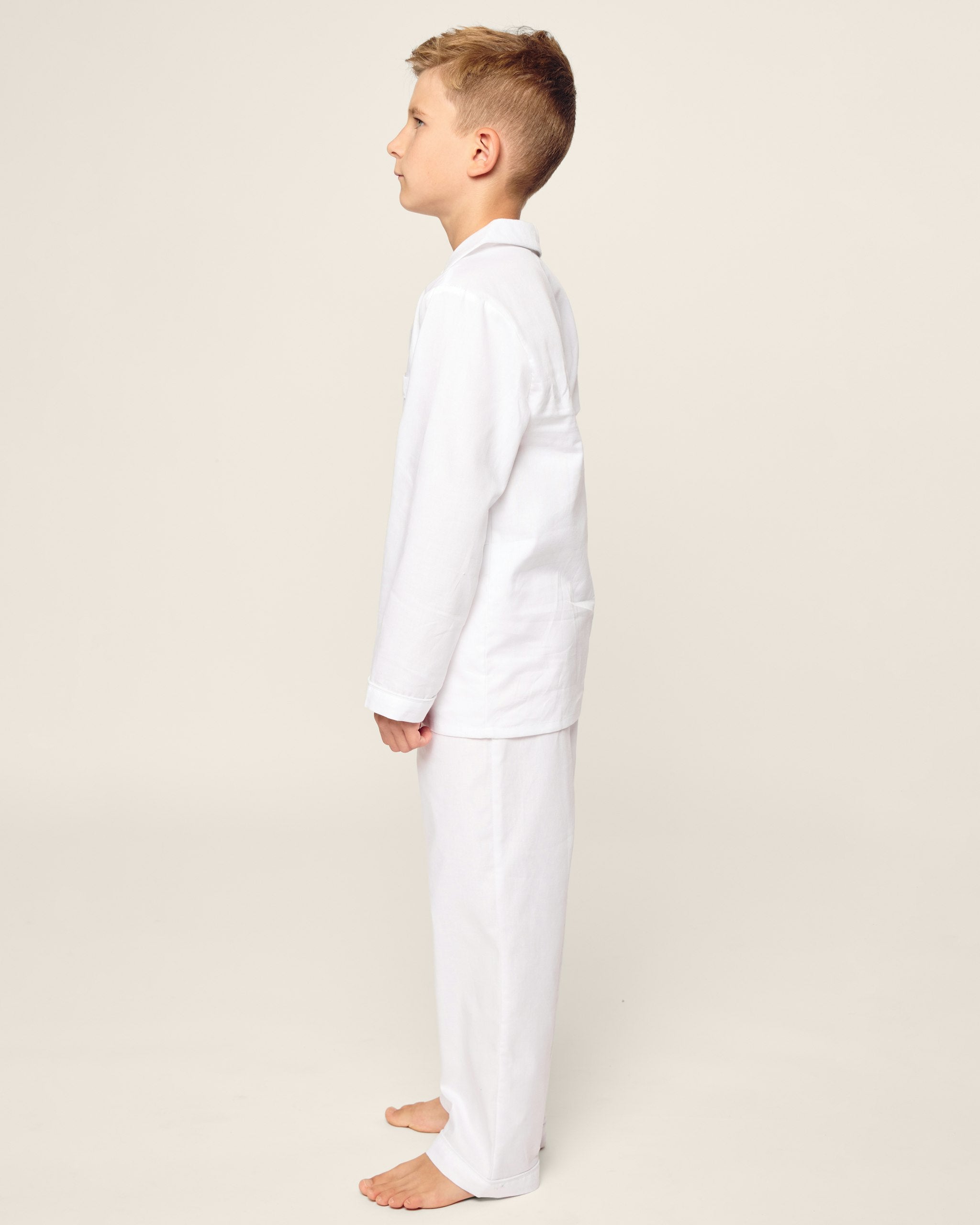 Kid's Twill Pajama Set in White in White#Color_White