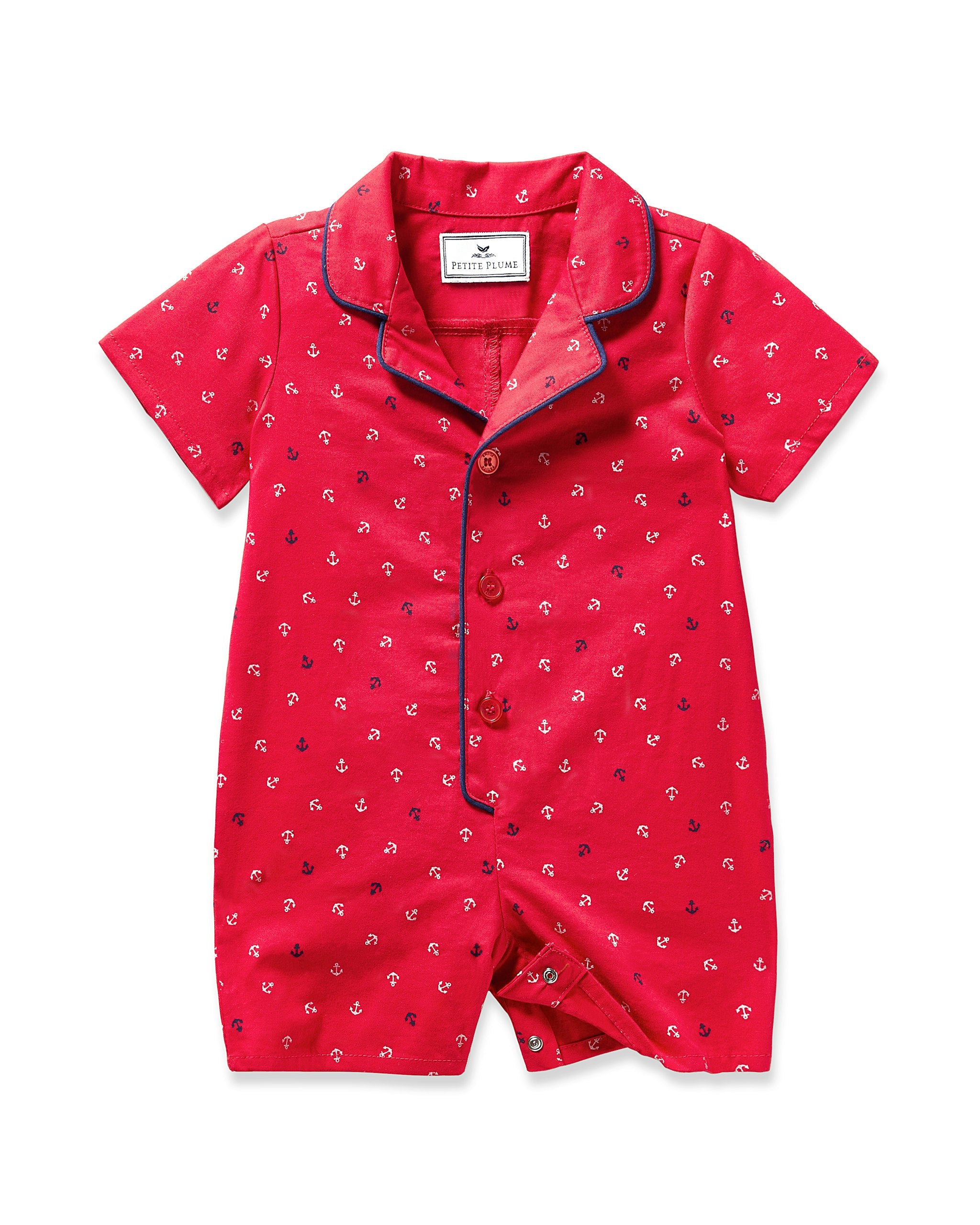 Baby's Twill Summer Romper in Coastal Charms in Anchors Away#Color_Anchors Away