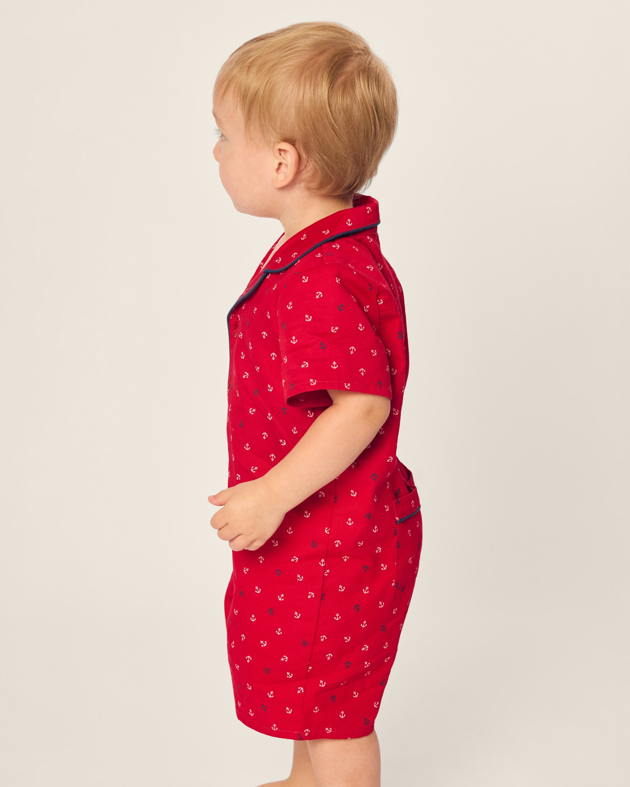 Baby's Twill Summer Romper in Coastal Charms in Anchors Away#Color_Anchors Away