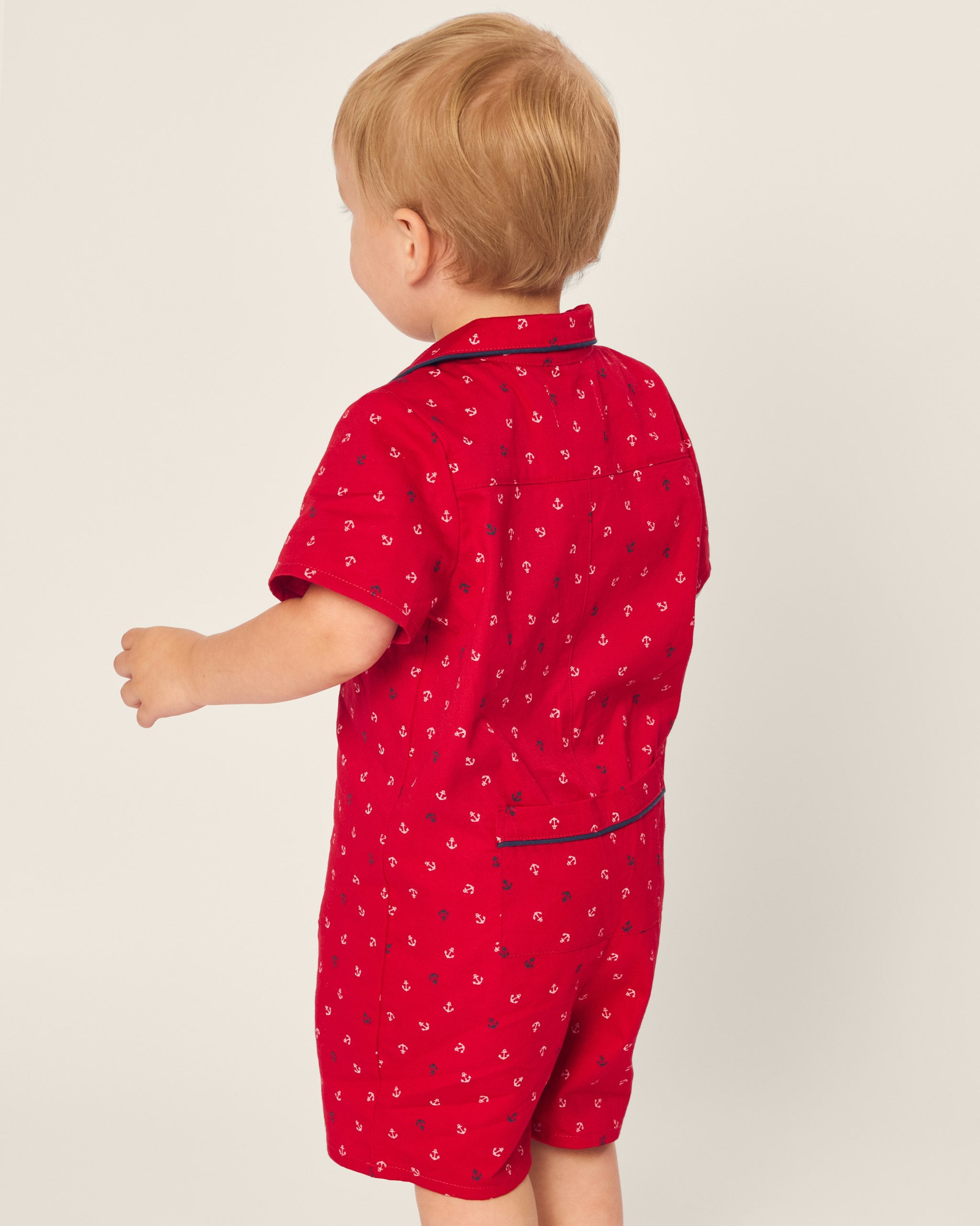 Baby's Twill Summer Romper in Coastal Charms in Anchors Away#Color_Anchors Away