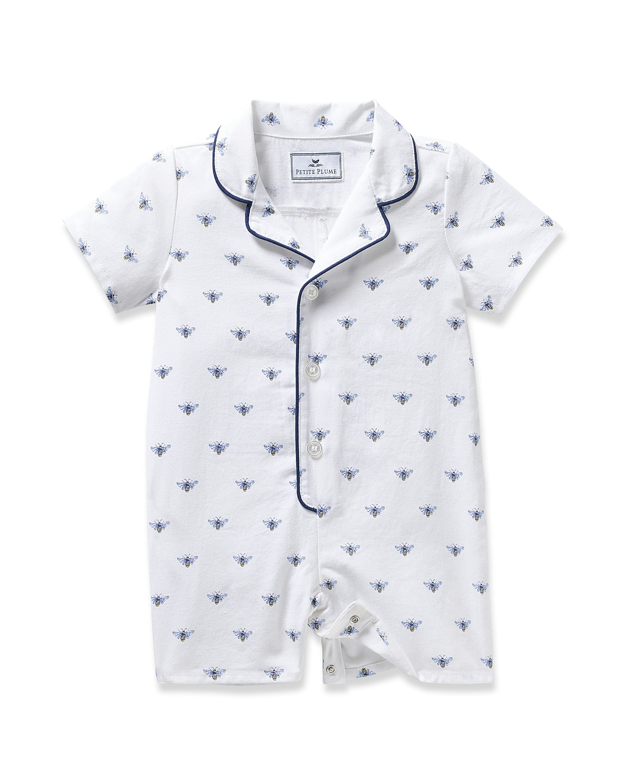 Baby's Twill Summer Romper in Coastal Charms in Buzzing Bees#Color_Buzzing Bees