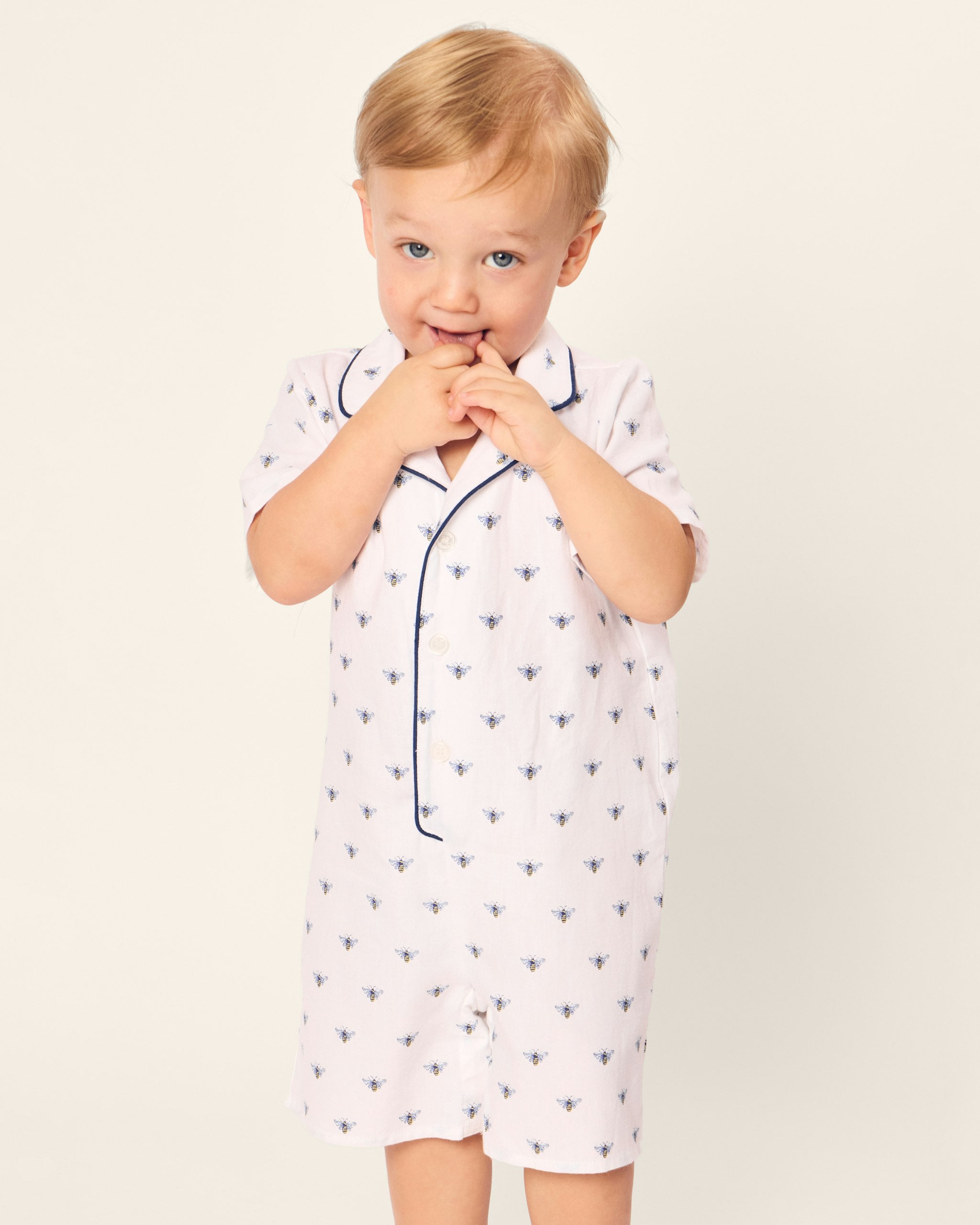 Baby's Twill Summer Romper in Coastal Charms in Buzzing Bees#Color_Buzzing Bees