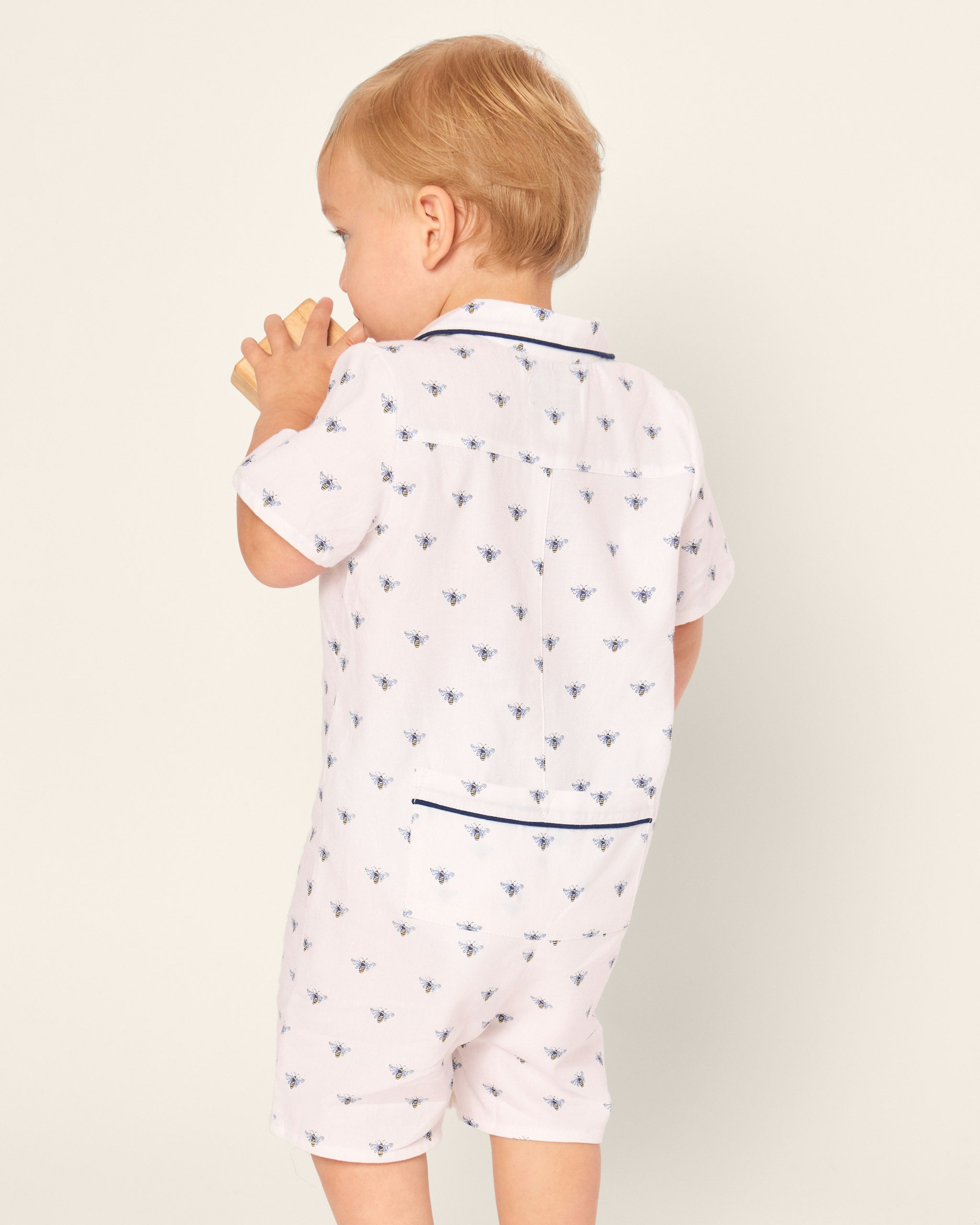 Baby's Twill Summer Romper in Coastal Charms in Buzzing Bees#Color_Buzzing Bees