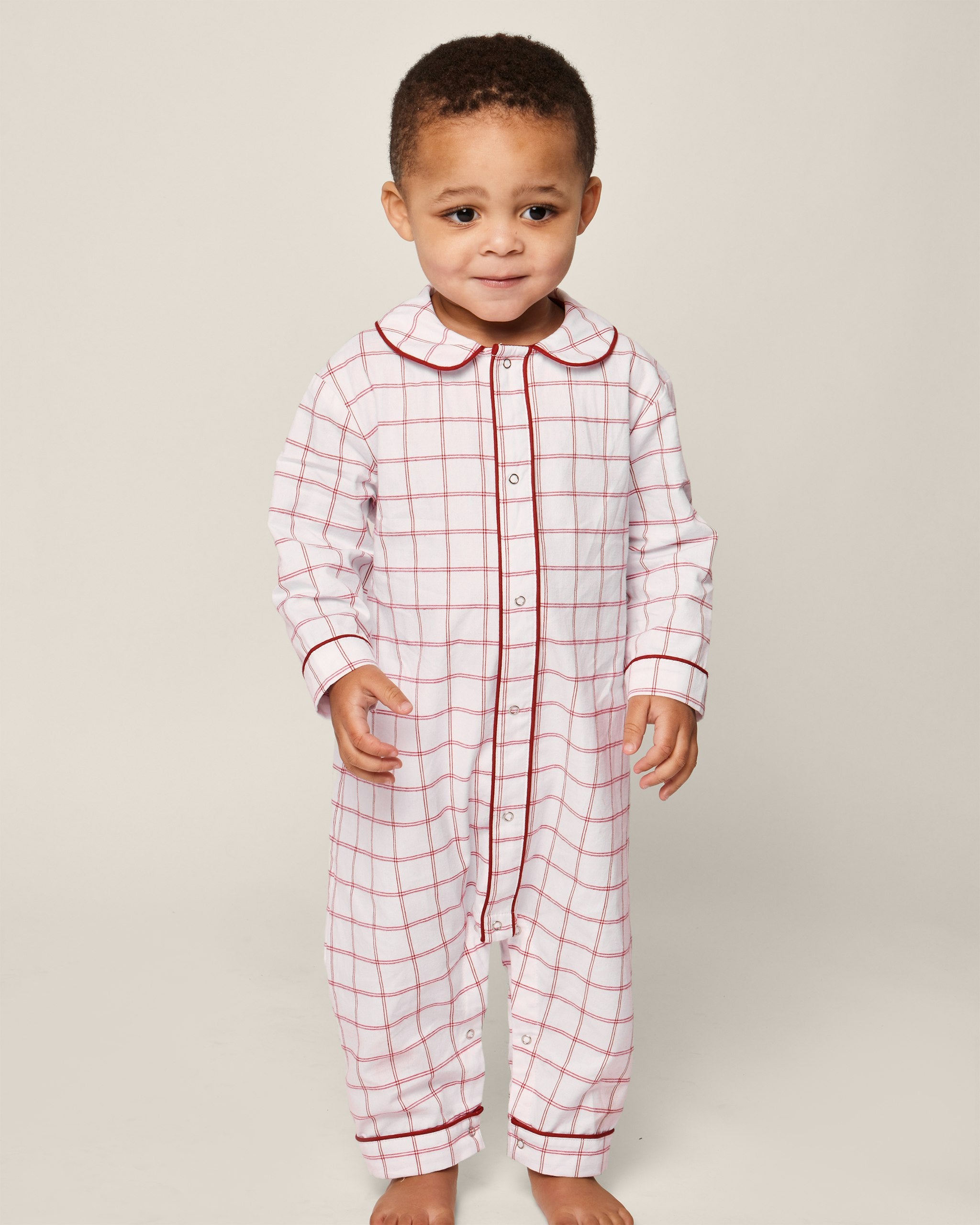 Baby's Twill Cambridge Romper in Garnet Tattersall in Garnet Tattersall#Color_Garnet Tattersall