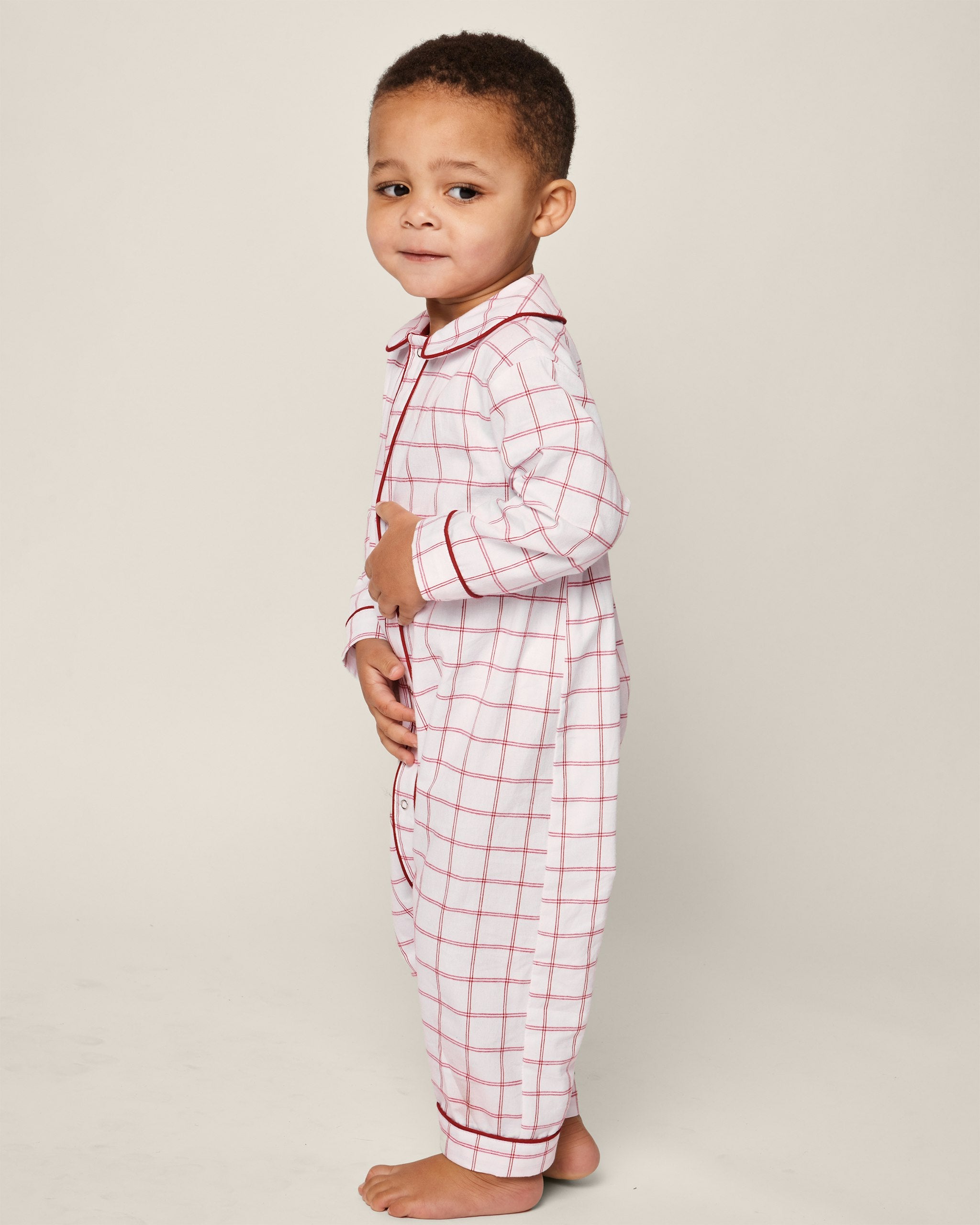 Baby's Twill Cambridge Romper in Garnet Tattersall in Garnet Tattersall#Color_Garnet Tattersall