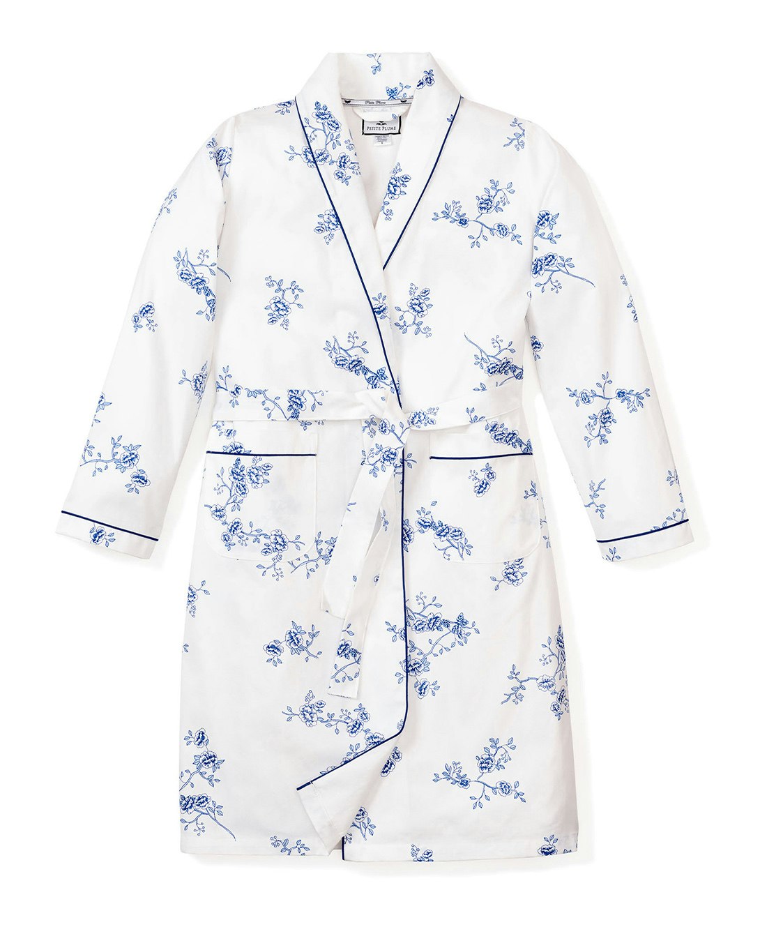 Kid's Twill Robe in Indigo Floral in Indigo Floral#Color_Indigo Floral