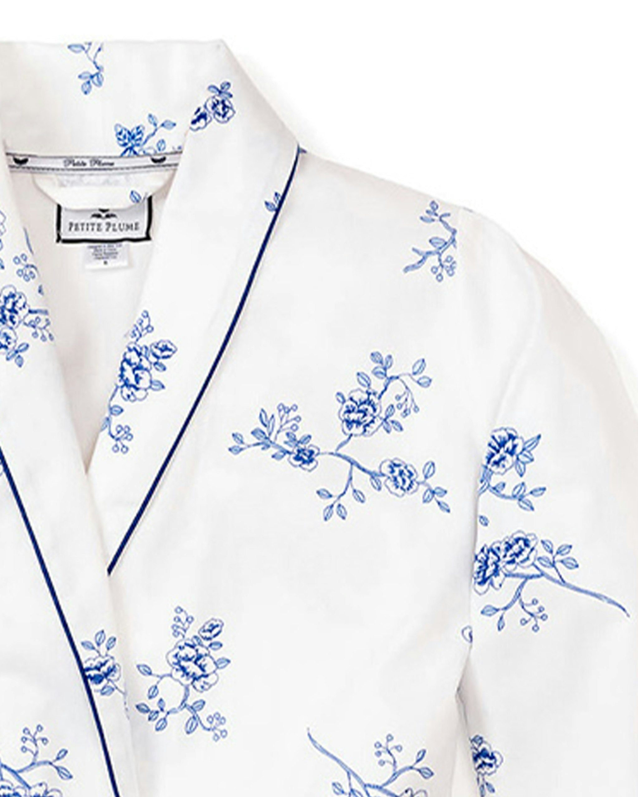 Kid's Twill Robe in Indigo Floral in Indigo Floral#Color_Indigo Floral