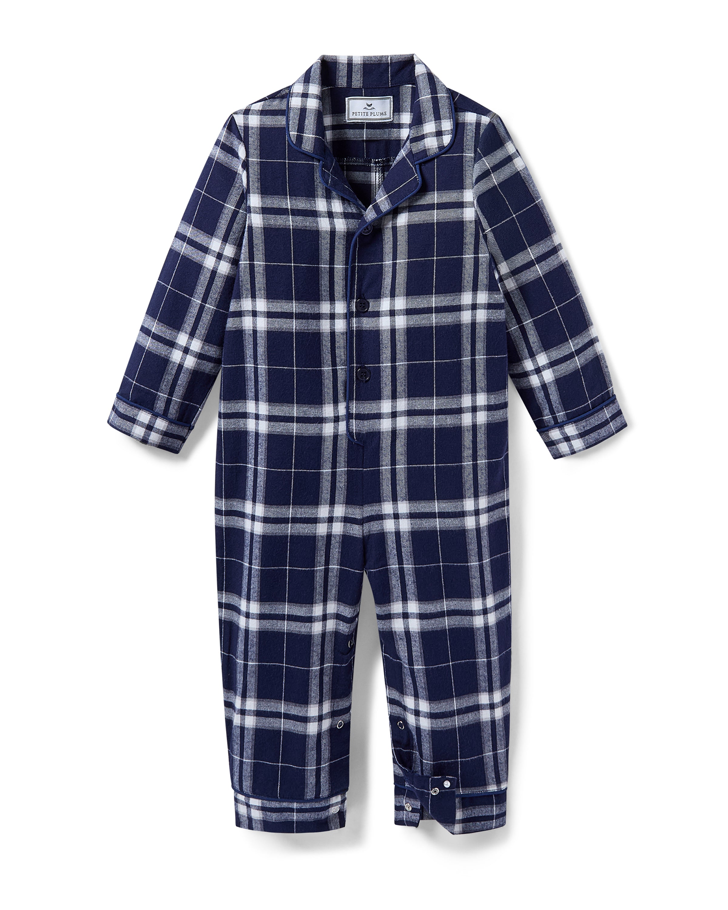 Baby's Brushed Twill Classic Romper in Oxford Tartan