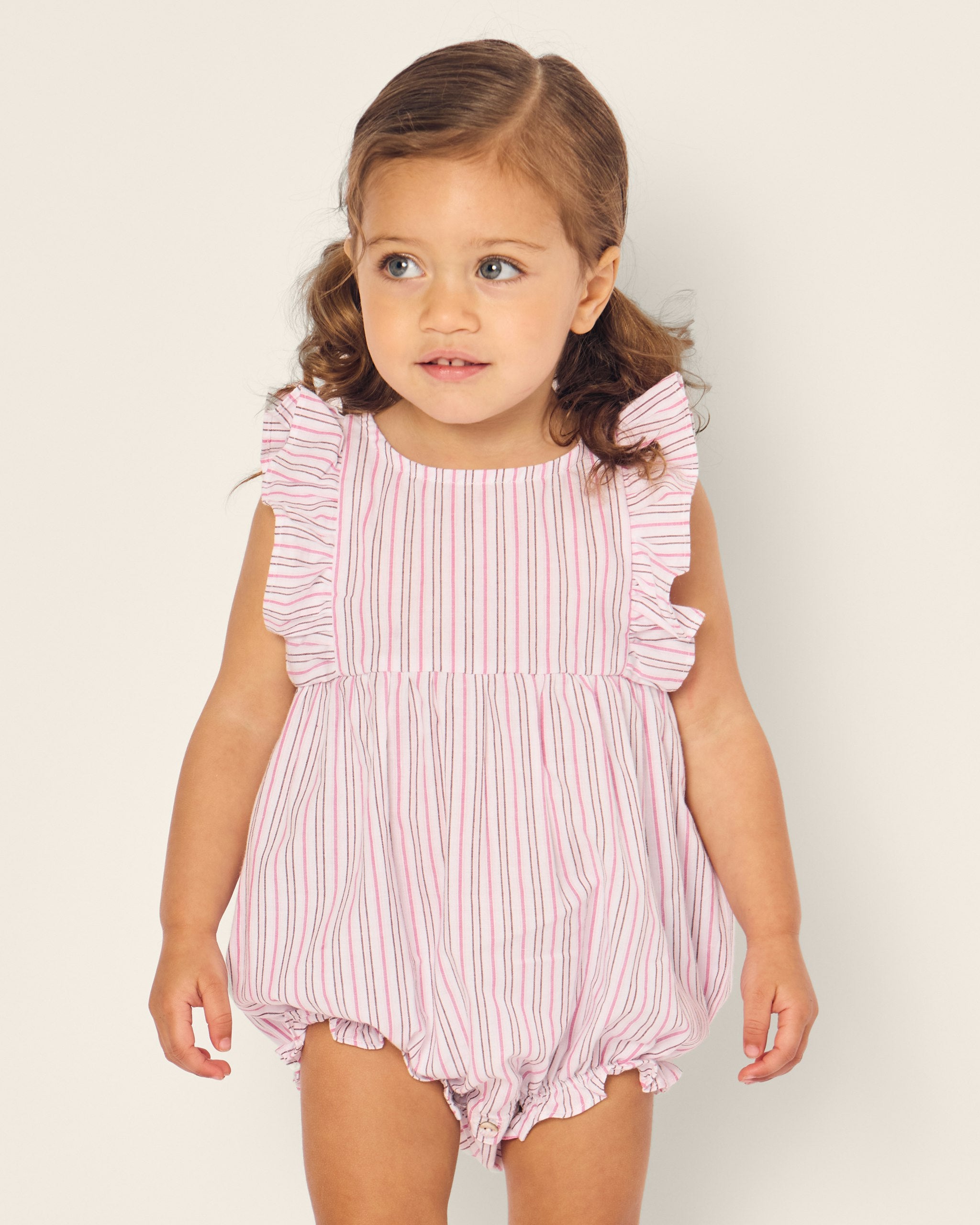 Baby's Twill Ruffled Romper in Petite Petals in Blush Boulevard#Color_Blush Boulevard