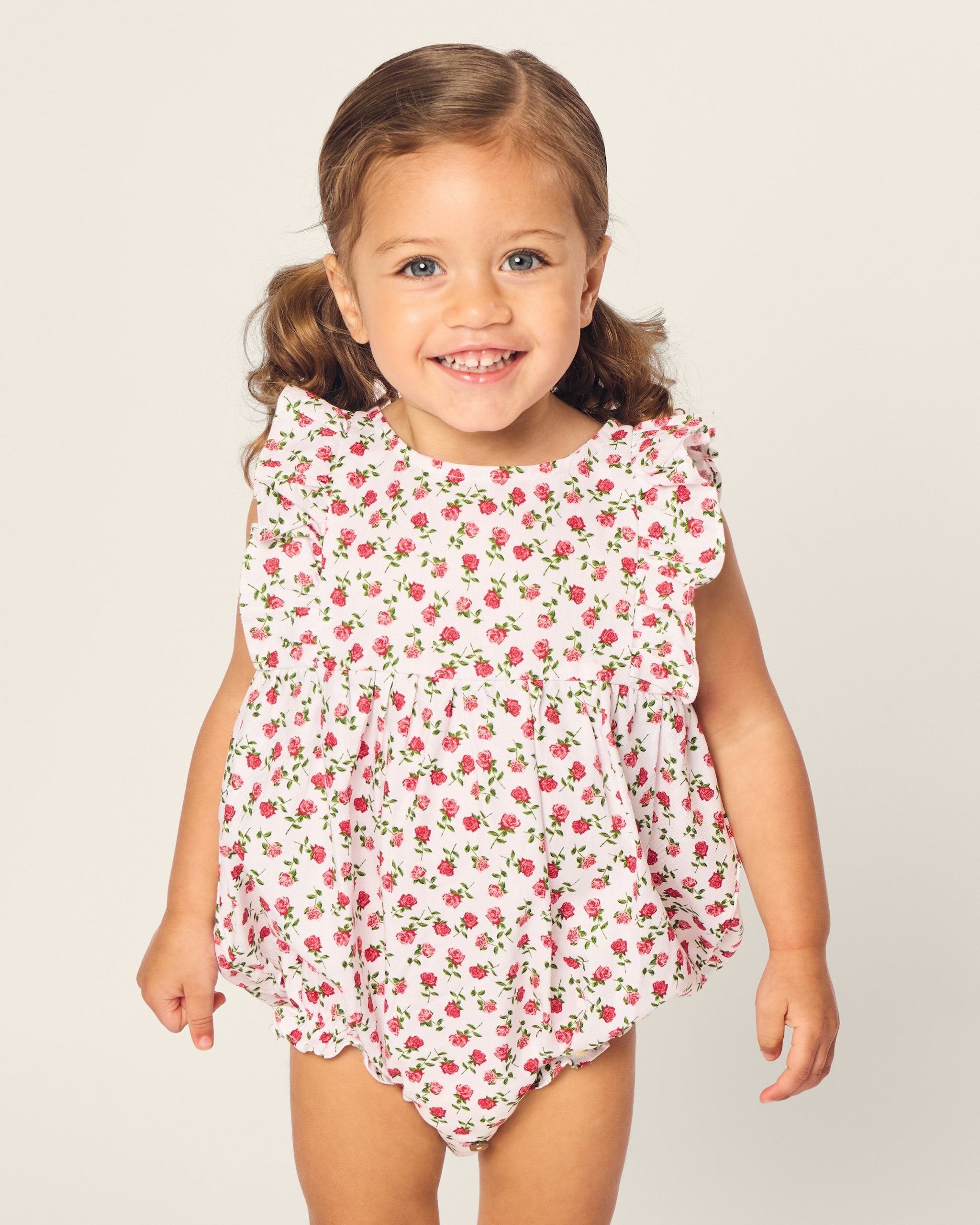 Baby's Twill Ruffled Romper in Blush Boulevard in Petite Petals#Color_Petite Petals