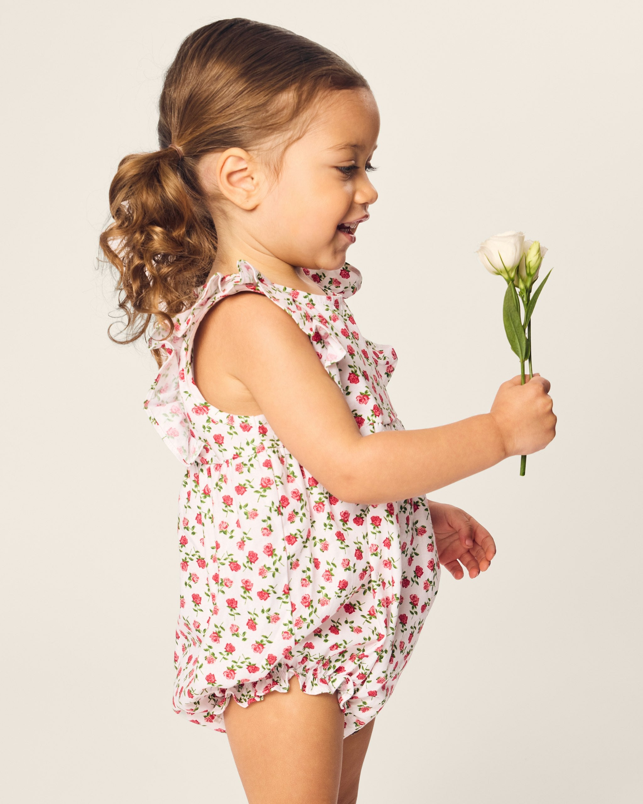 Baby's Twill Ruffled Romper in Petite Petals in Petite Petals#Color_Petite Petals