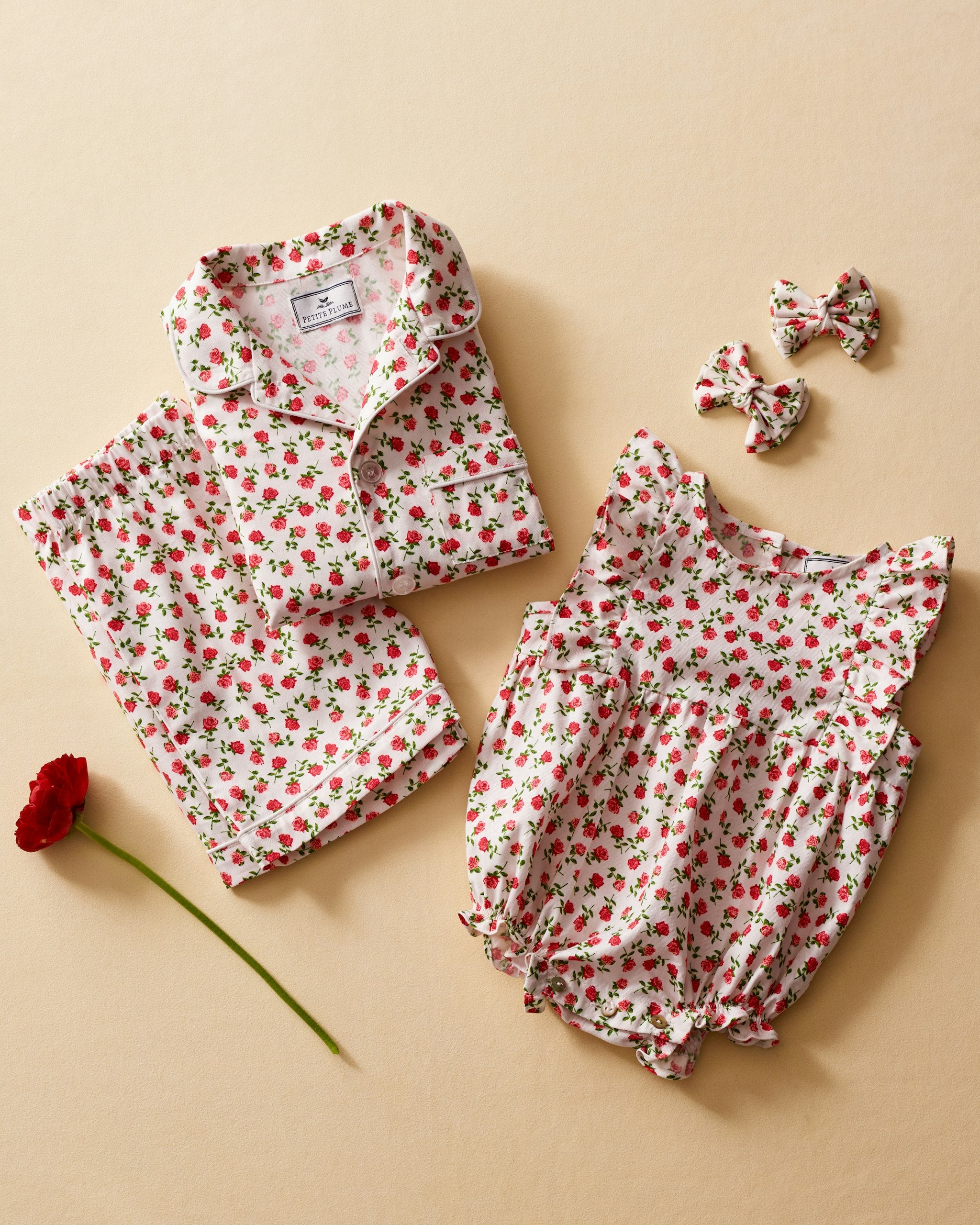 Baby's Twill Ruffled Romper in Blush Boulevard in Petite Petals#Color_Petite Petals