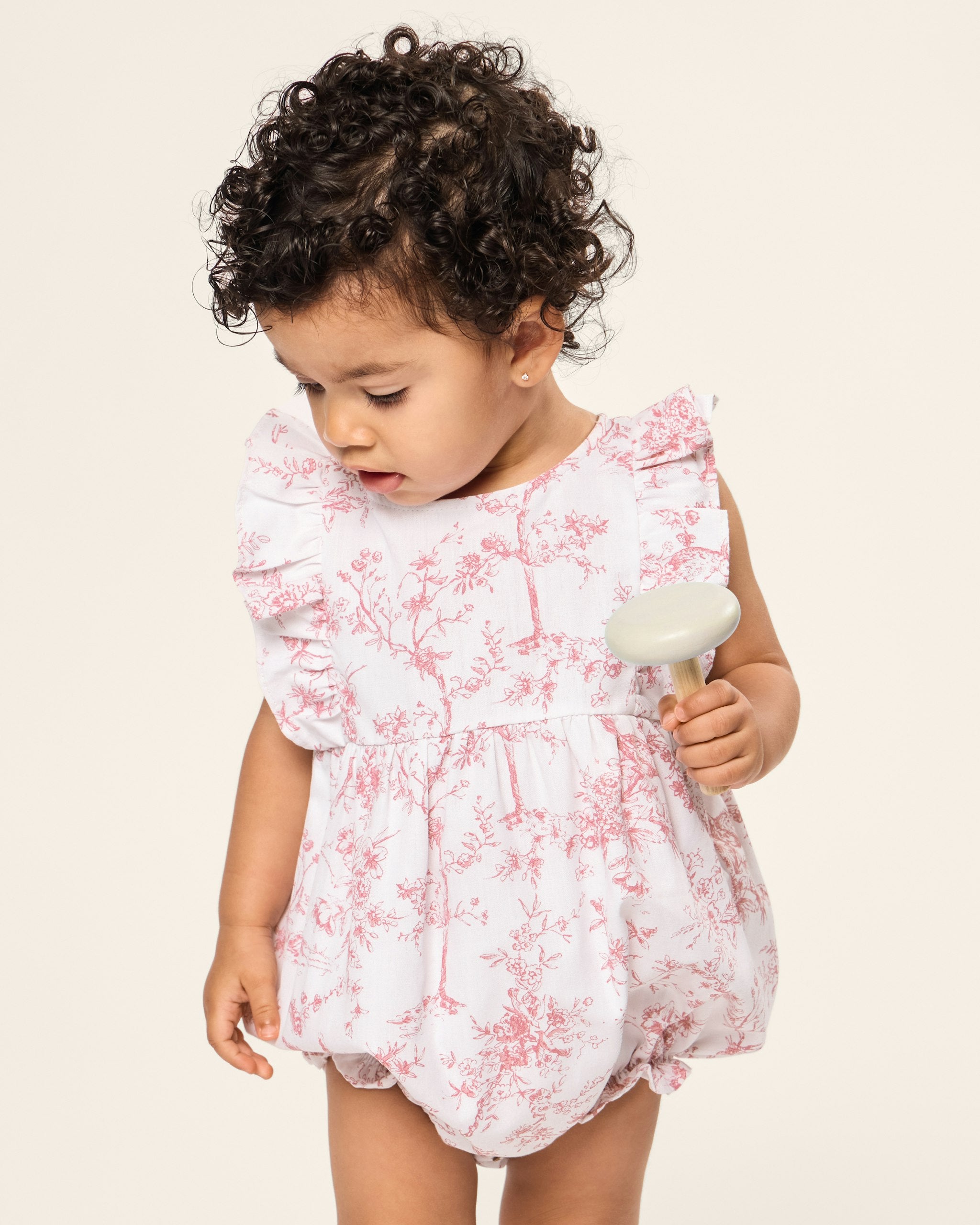 Baby's Twill Ruffled Romper in Timeless Toile in Pink Timeless Toile#Color_Pink Timeless Toile