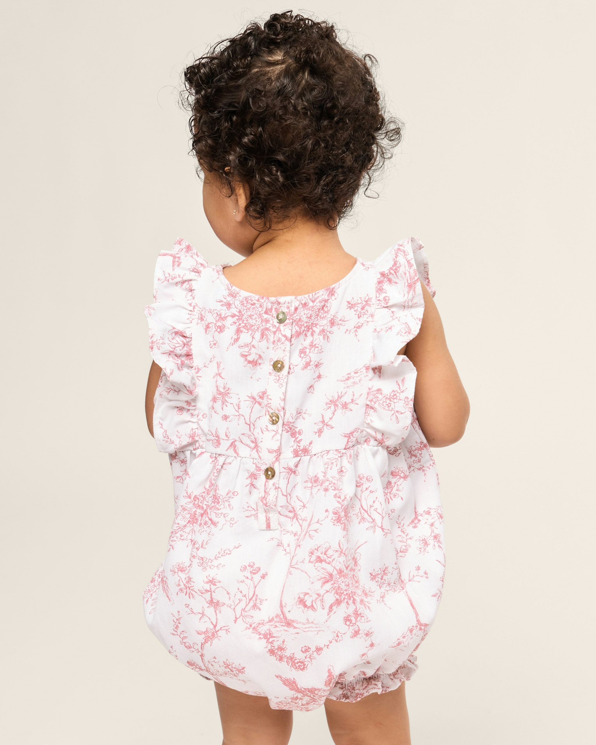 Baby's Twill Ruffled Romper in Pink Timeless Toile in Pink Timeless Toile#Color_Pink Timeless Toile