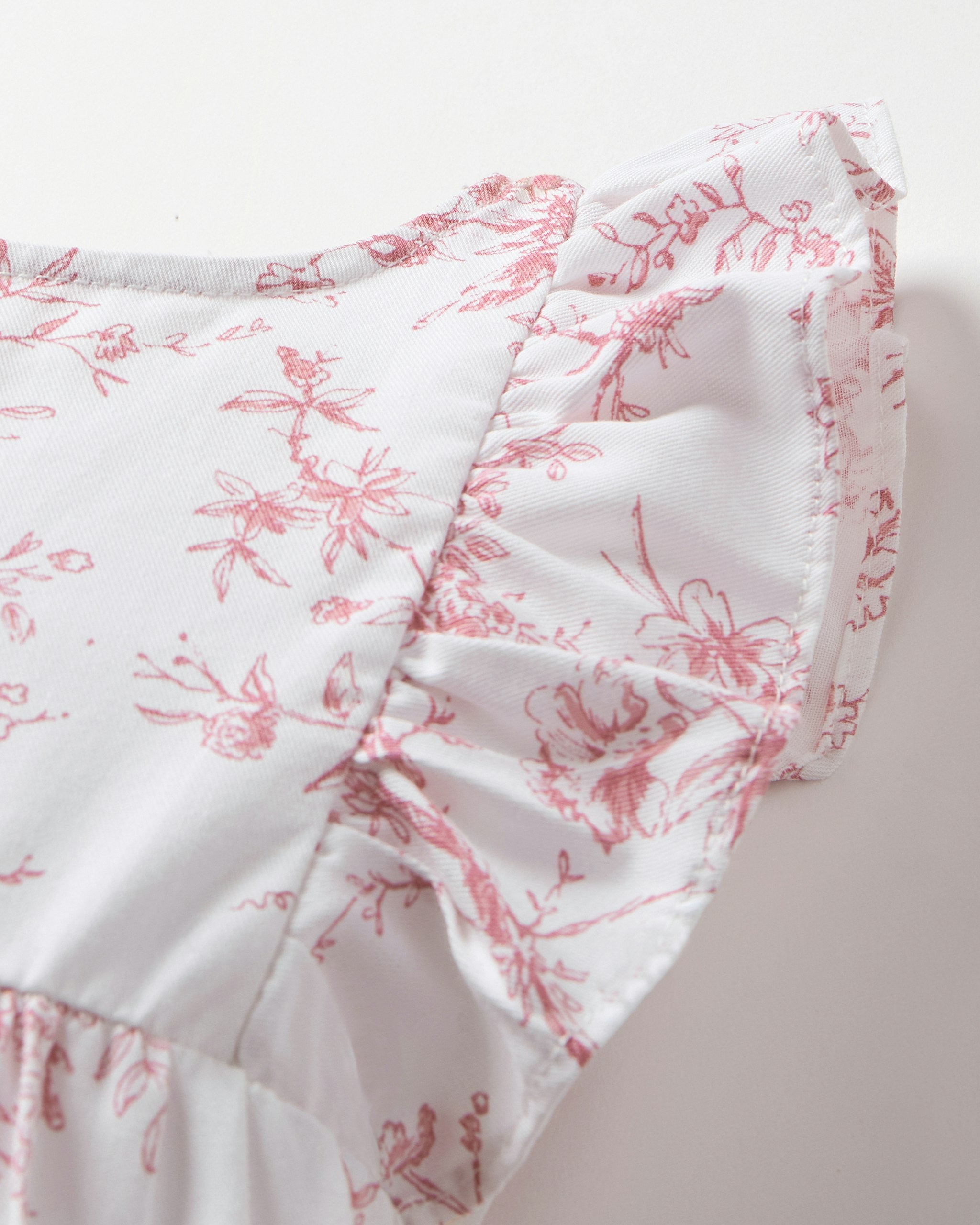 Baby's Twill Ruffled Romper in Pink Timeless Toile in Pink Timeless Toile#Color_Pink Timeless Toile