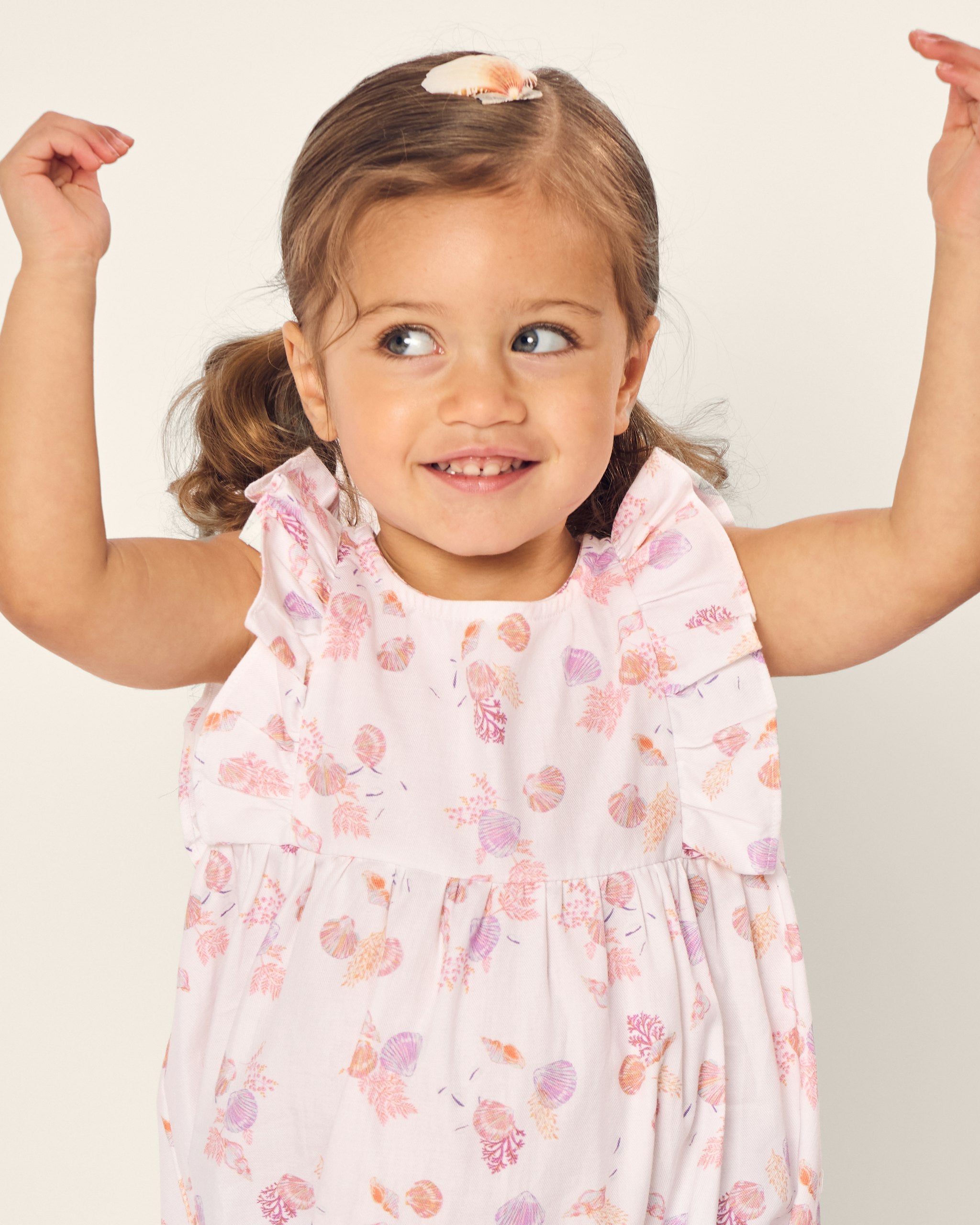 Baby's Twill Ruffled Romper in Seashell Splendor in Seashell Splendor#Color_Seashell Splendor