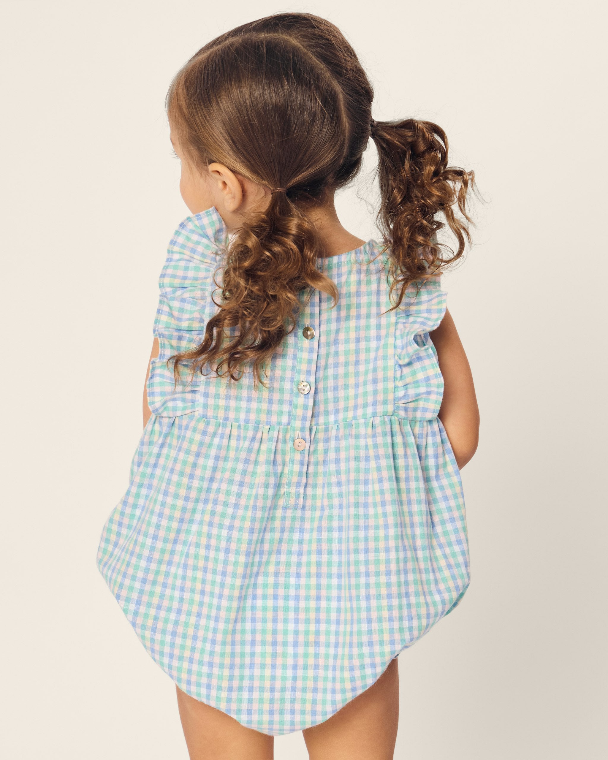 Baby's Twill Ruffled Romper in Royal Blue Gingham in Spring Gingham#Color_Spring Gingham