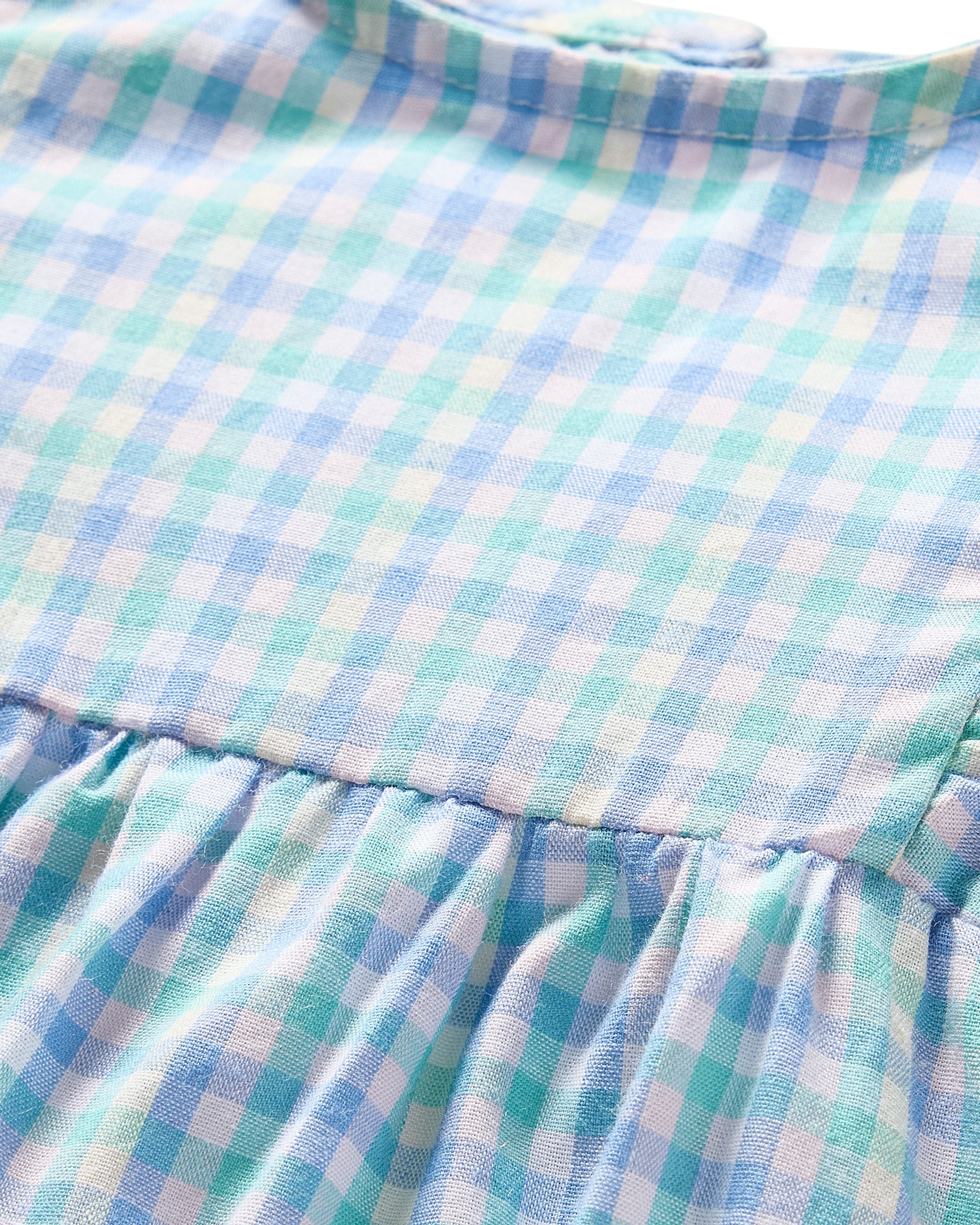 Baby's Twill Ruffled Romper in Royal Blue Gingham in Spring Gingham#Color_Spring Gingham
