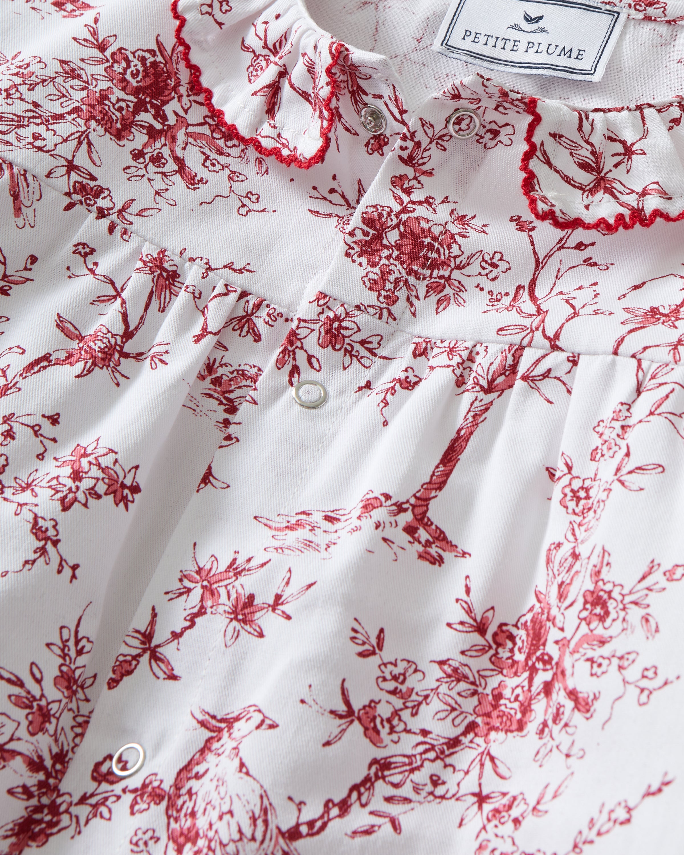 Baby's Twill Madeline Romper in Red Timeless Toile