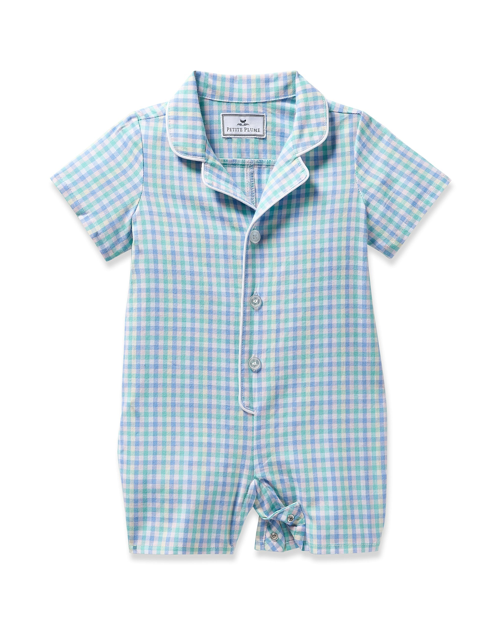 Baby's Twill Summer Romper in Royal Blue Gingham in Spring Gingham#Color_Spring Gingham