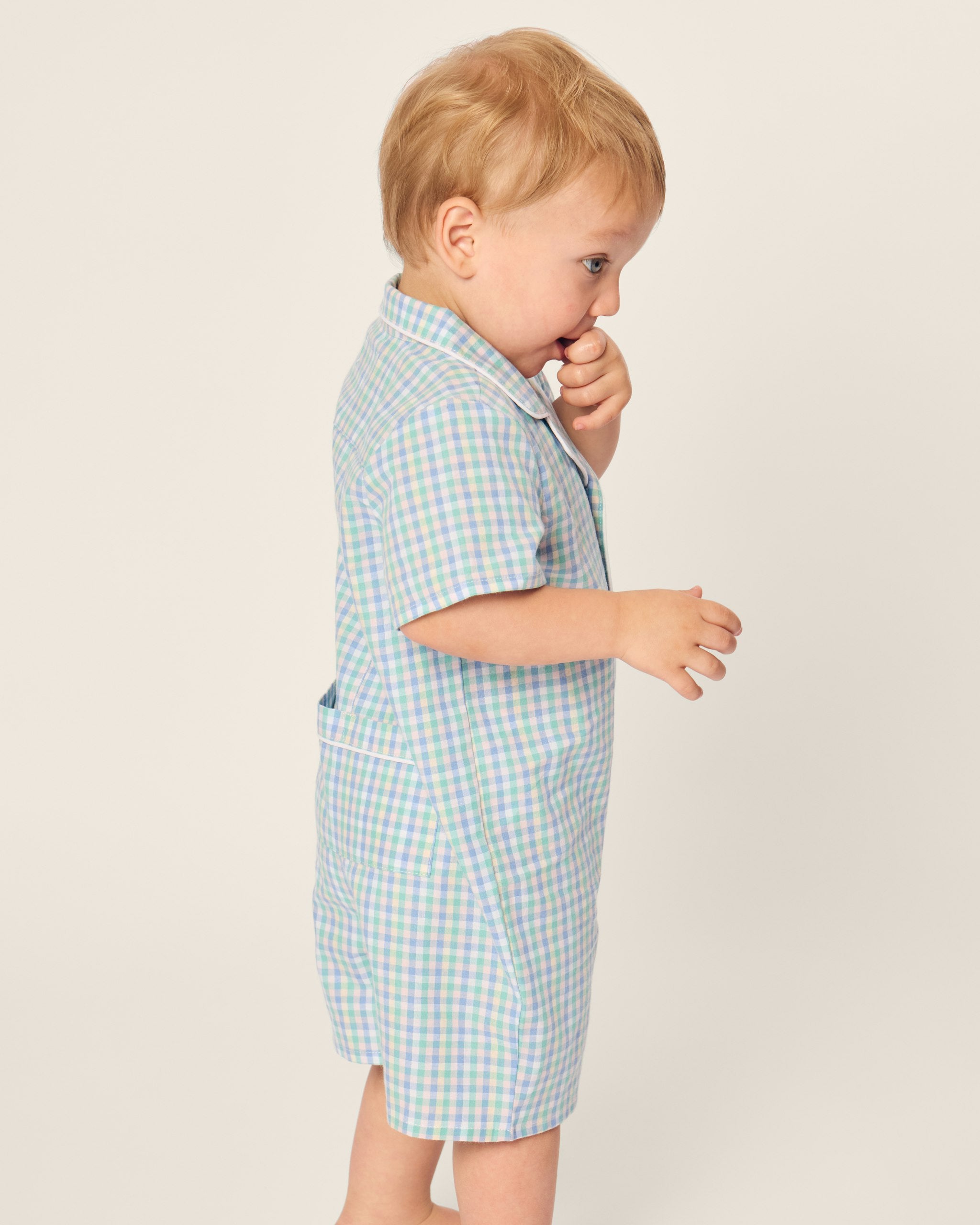 Baby's Twill Summer Romper in Royal Blue Gingham in Spring Gingham#Color_Spring Gingham
