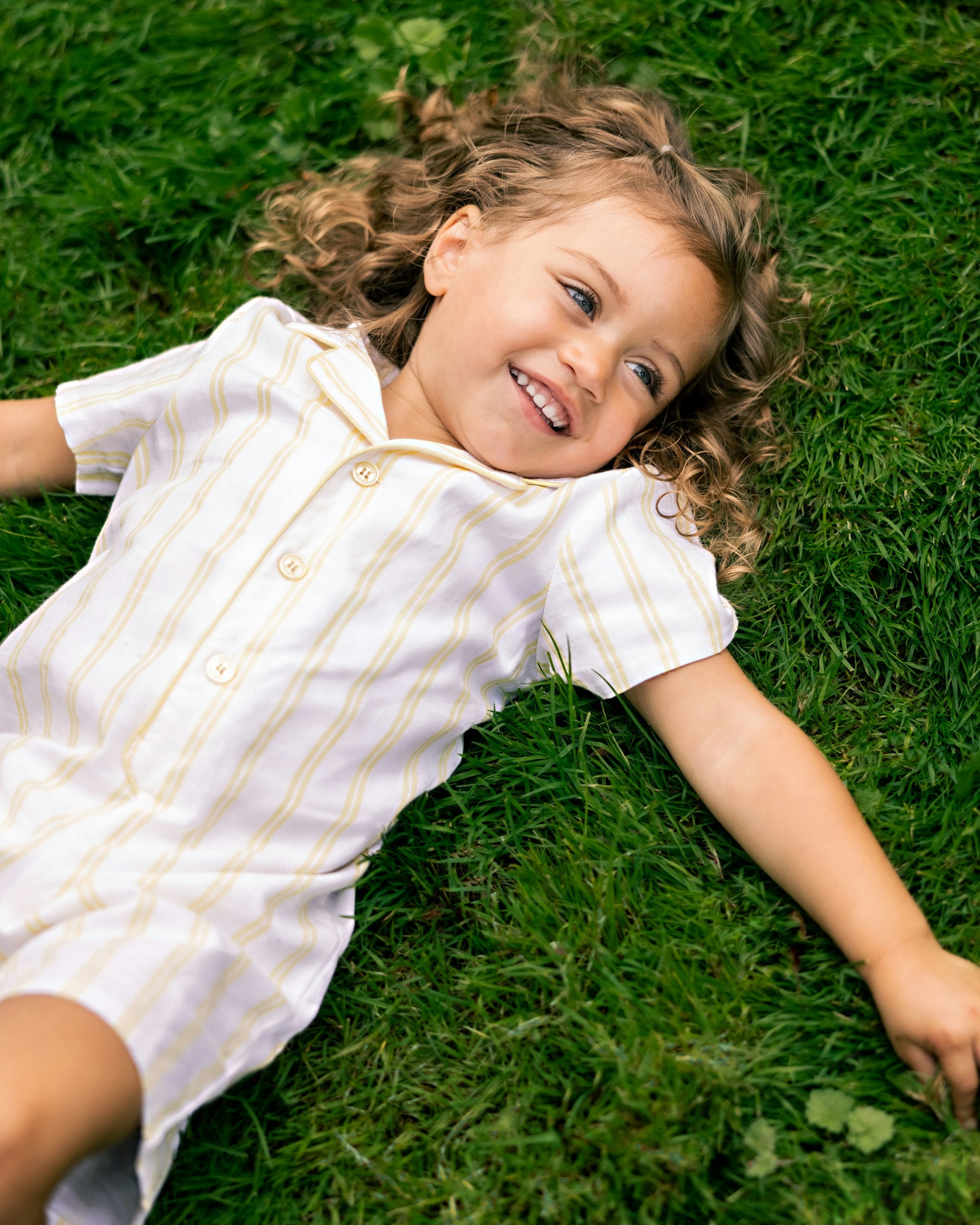Baby's Twill Summer Romper in Sunny Stripe in Sunny Stripe#Color_Sunny Stripe