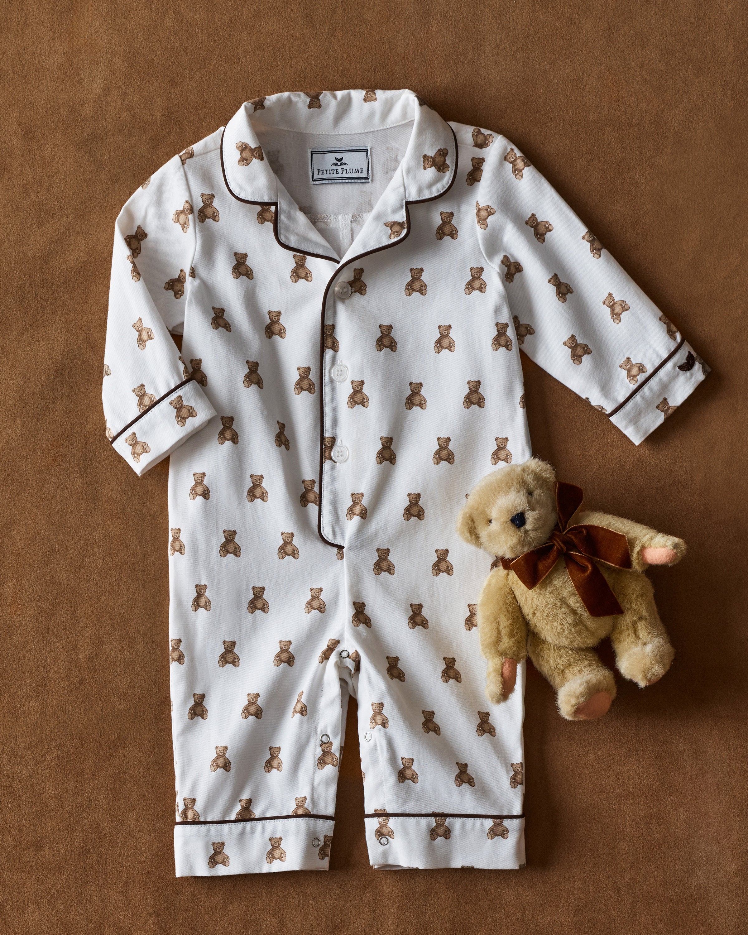 Baby's Twill Classic Romper in Teddy Tales