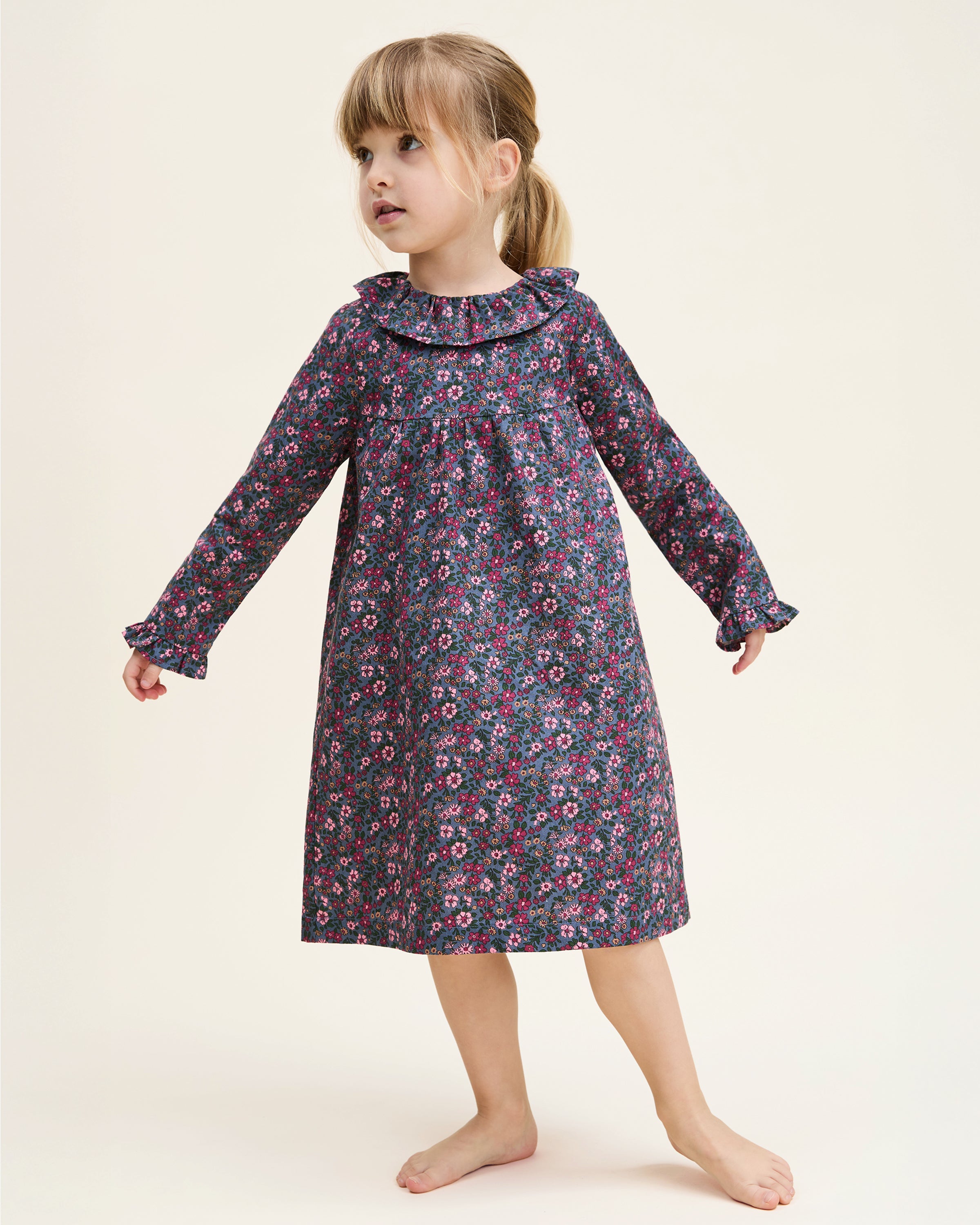 Kid's Twill Scarlett Nightgown in Fleurs de Saison