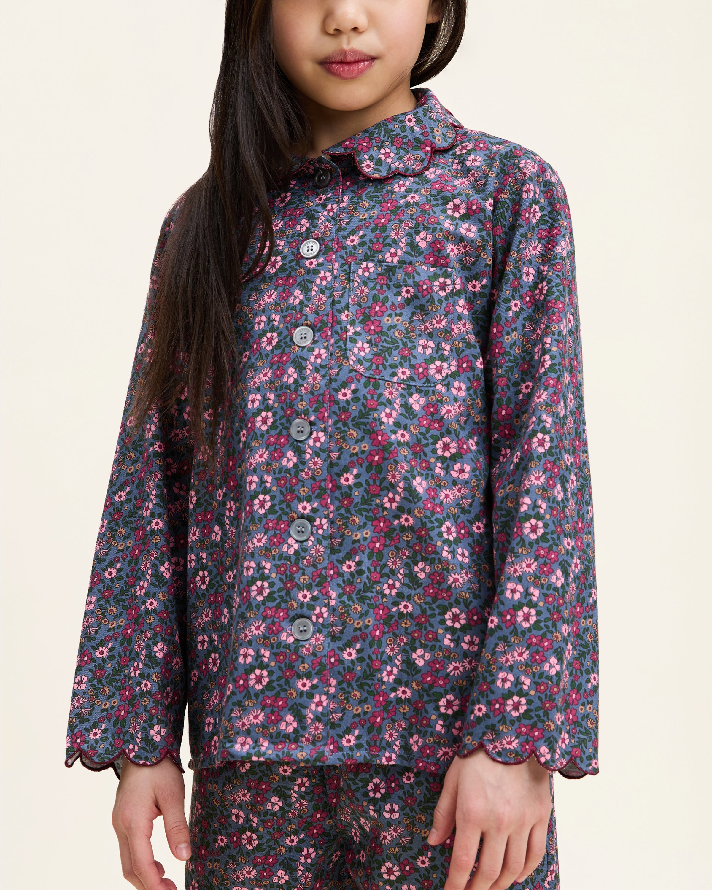 Kid's Twill Colette Pajama Set in Fleurs de Saison