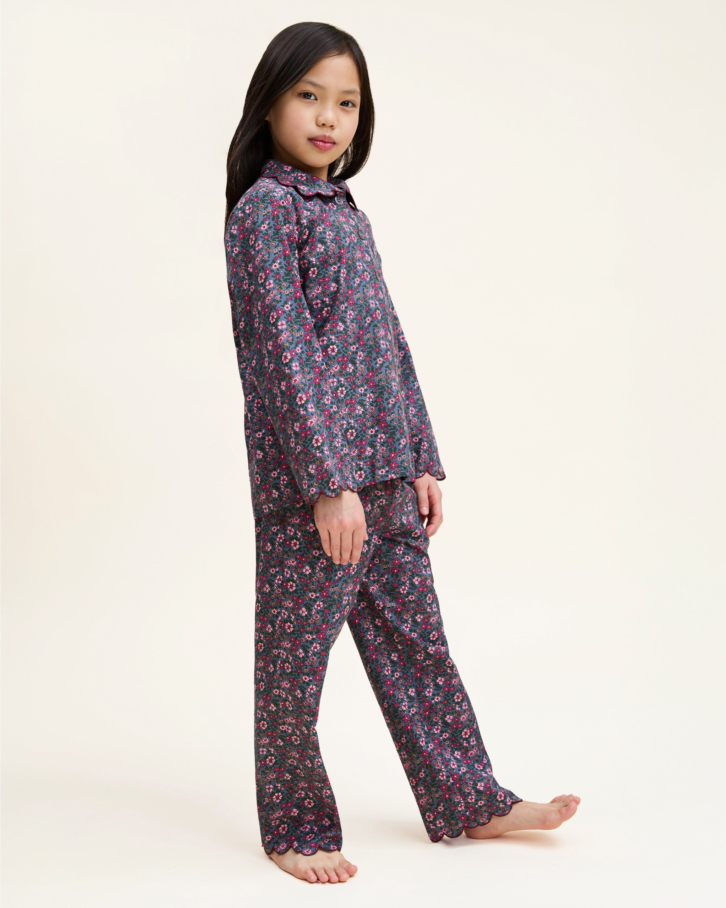 Kid's Twill Colette Pajama Set in Fleurs de Saison