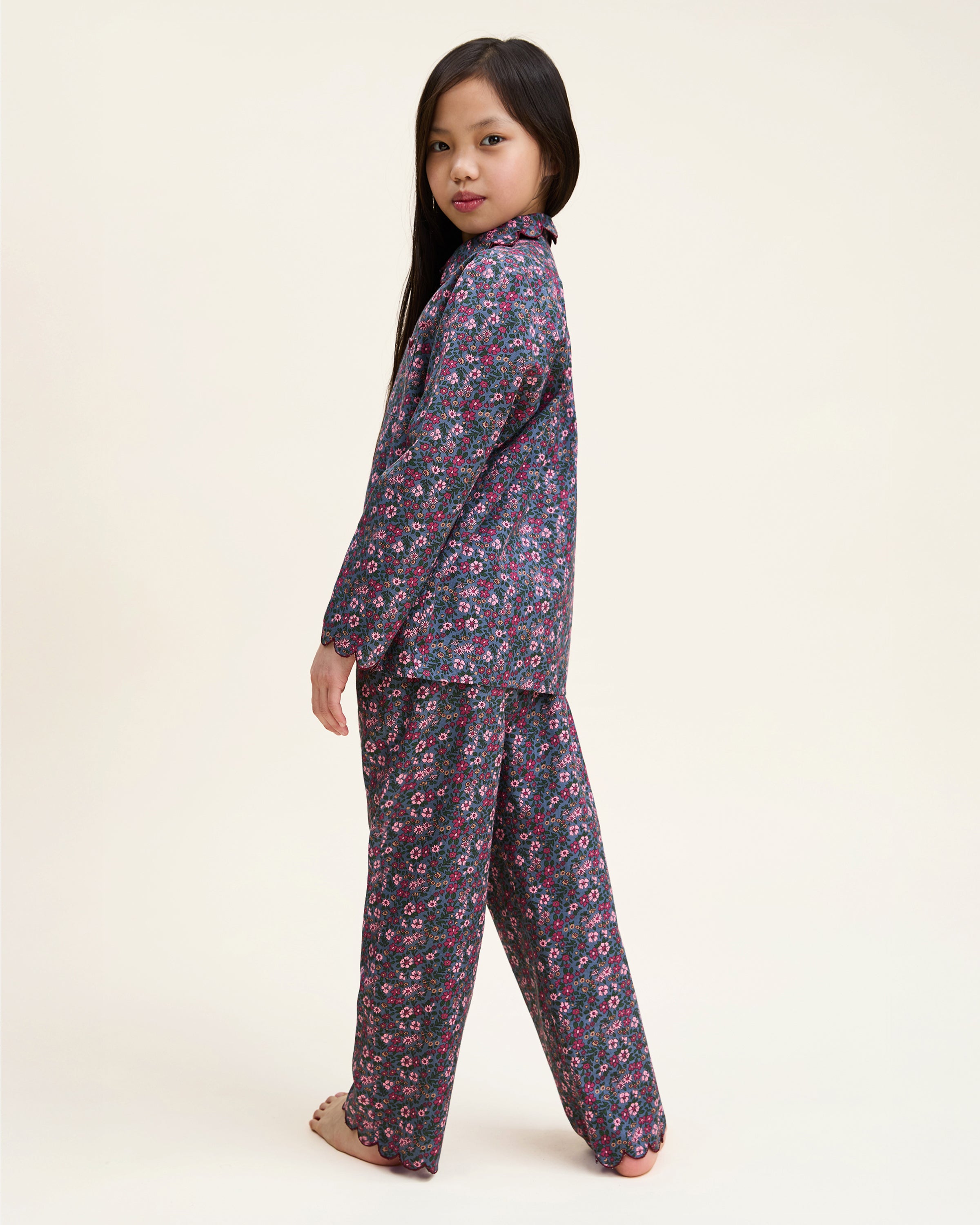 Kid's Twill Colette Pajama Set in Fleurs de Saison