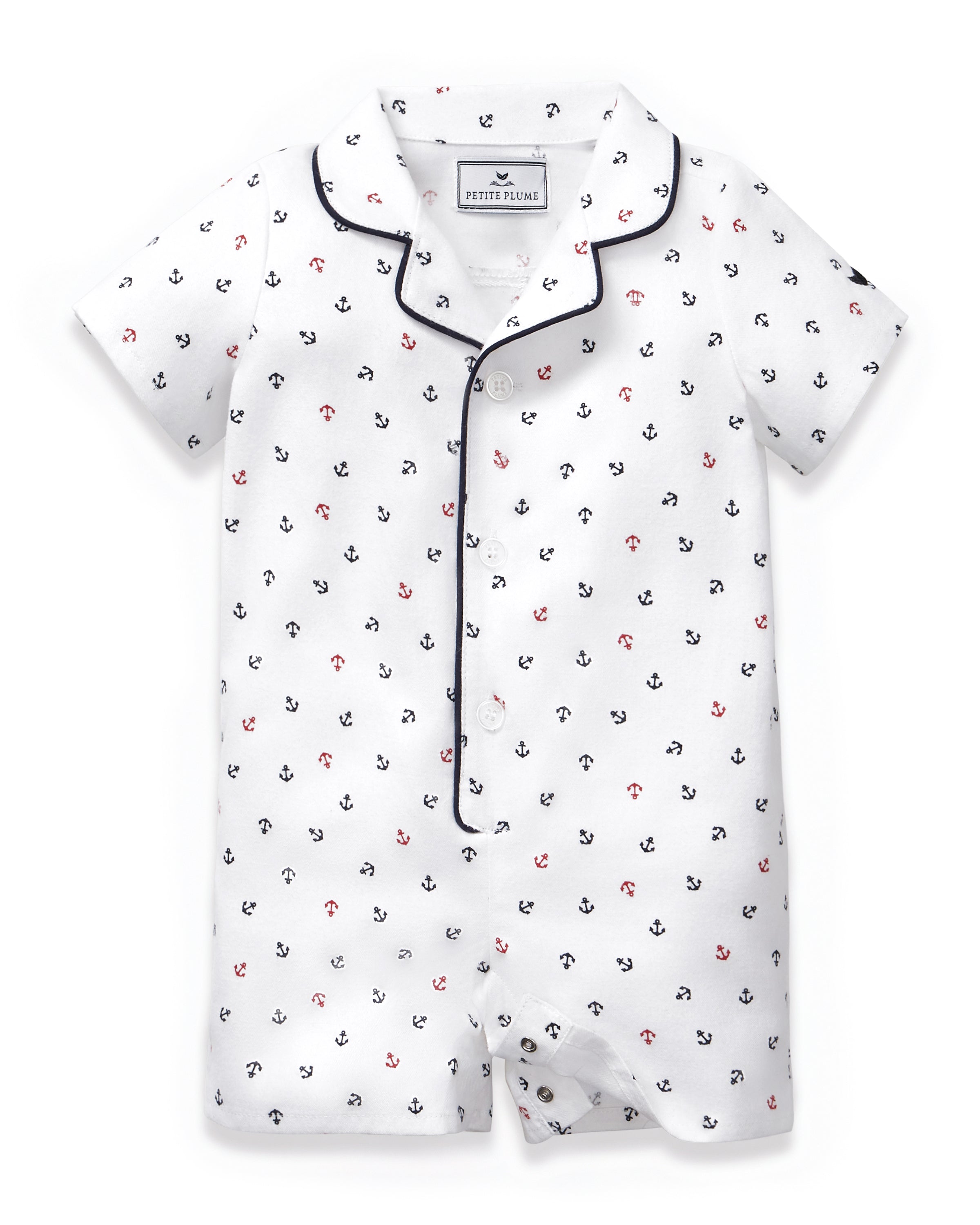 Baby's Twill Summer Romper in Anchors Away White