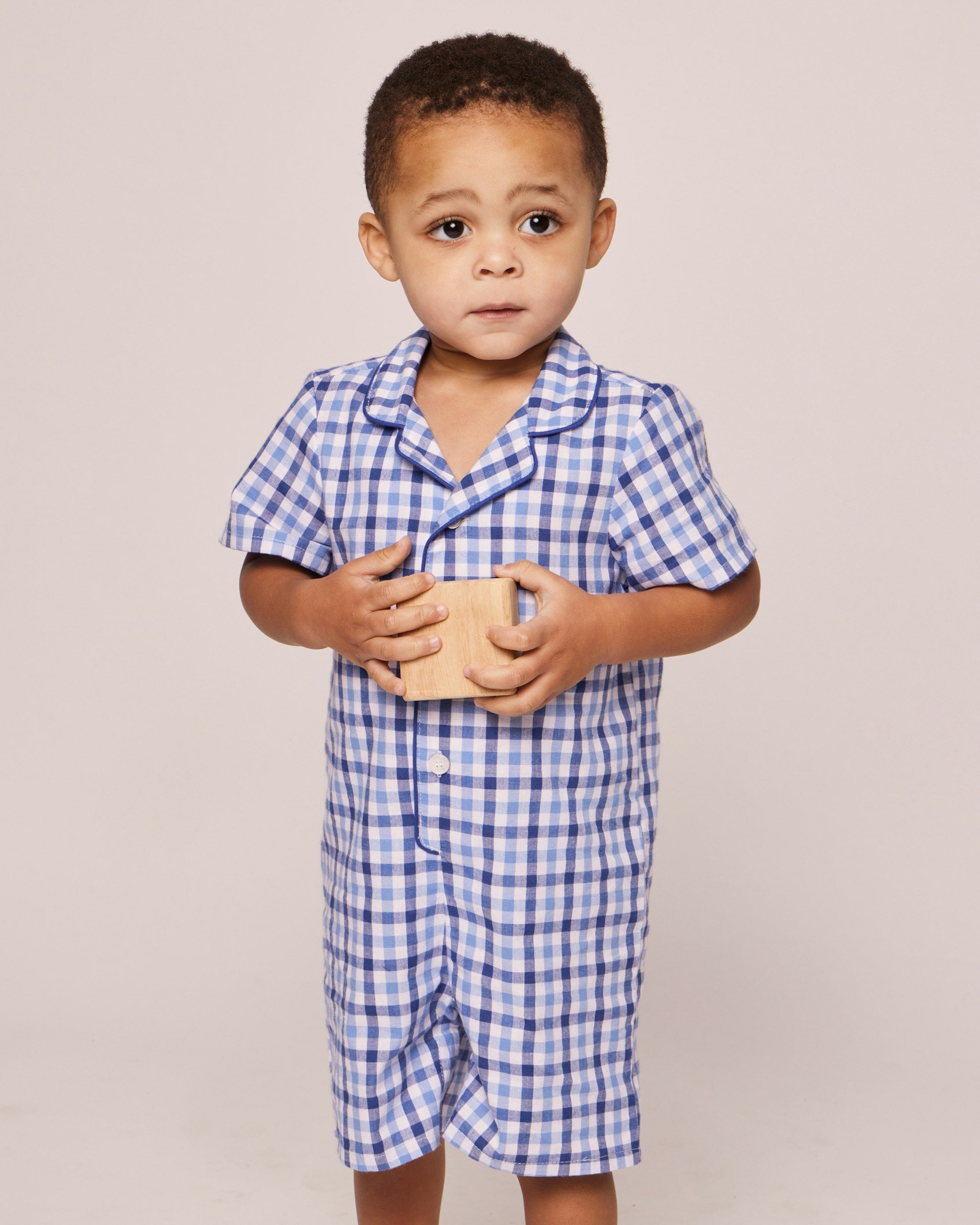 Baby's Twill Summer Romper in Royal Blue Gingham in Royal Blue Gingham#Color_Royal Blue Gingham