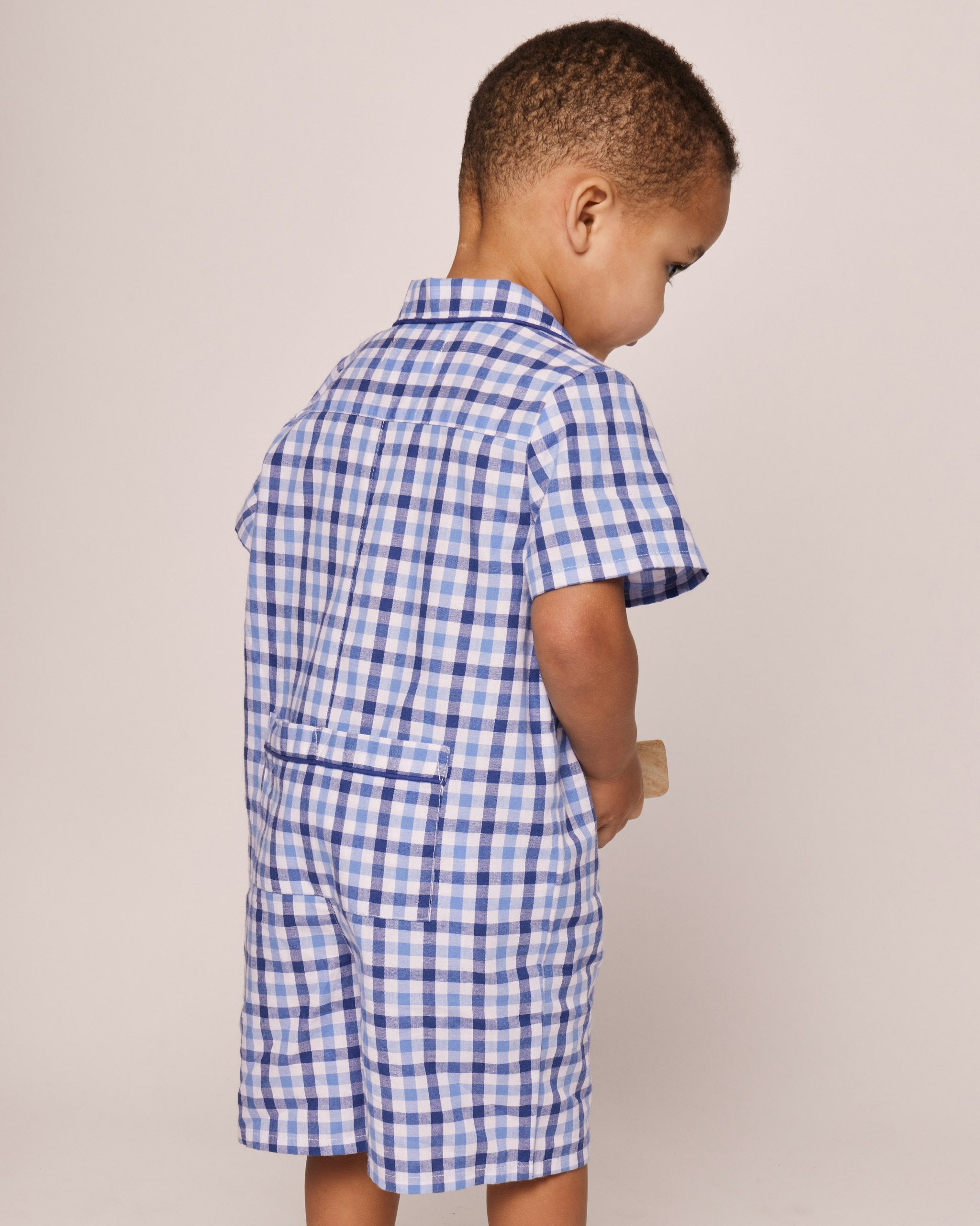 Baby's Twill Summer Romper in Royal Blue Gingham in Royal Blue Gingham#Color_Royal Blue Gingham