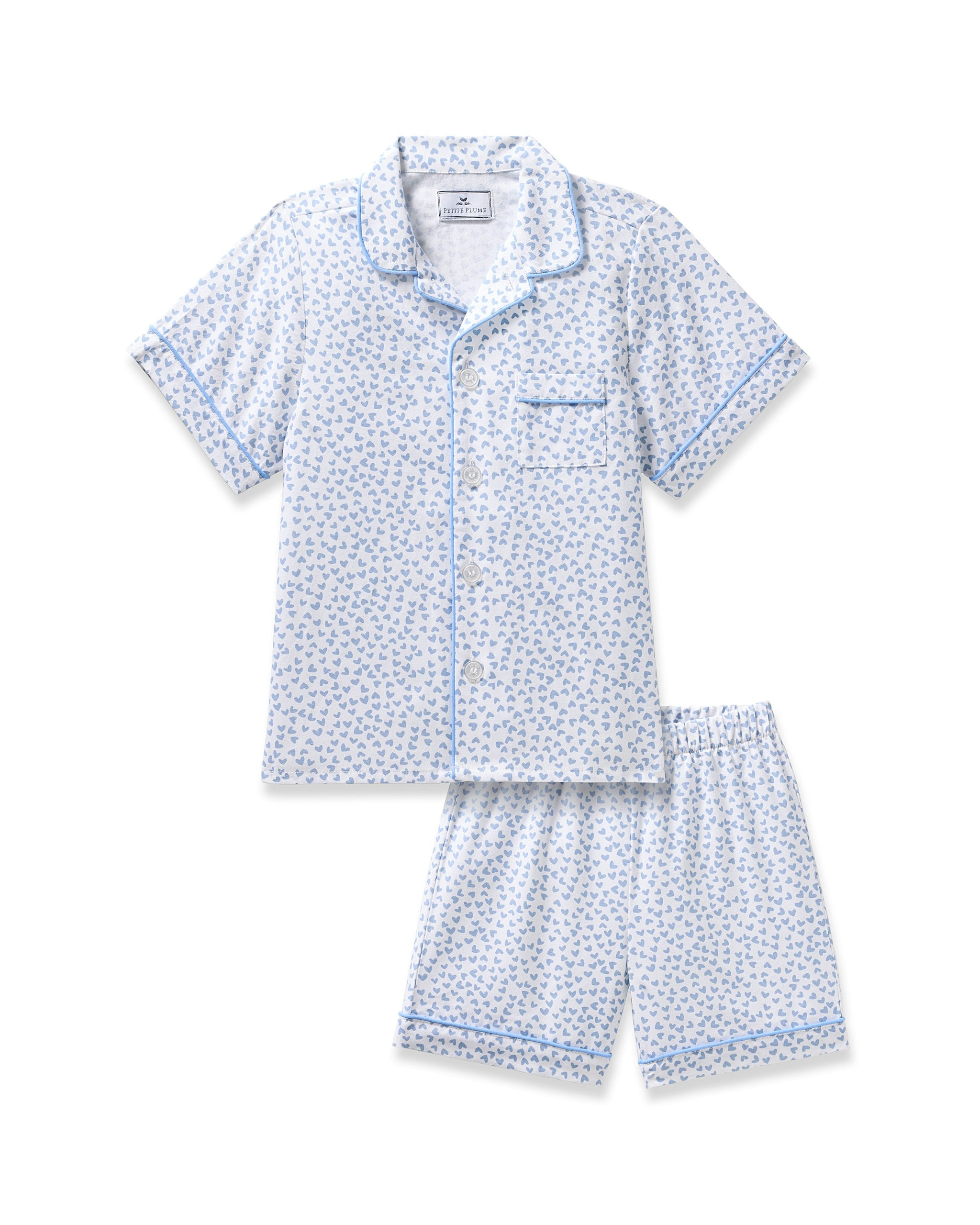 Kid's Twill Short Set in Bluehearts in Bluehearts#Color_Bluehearts