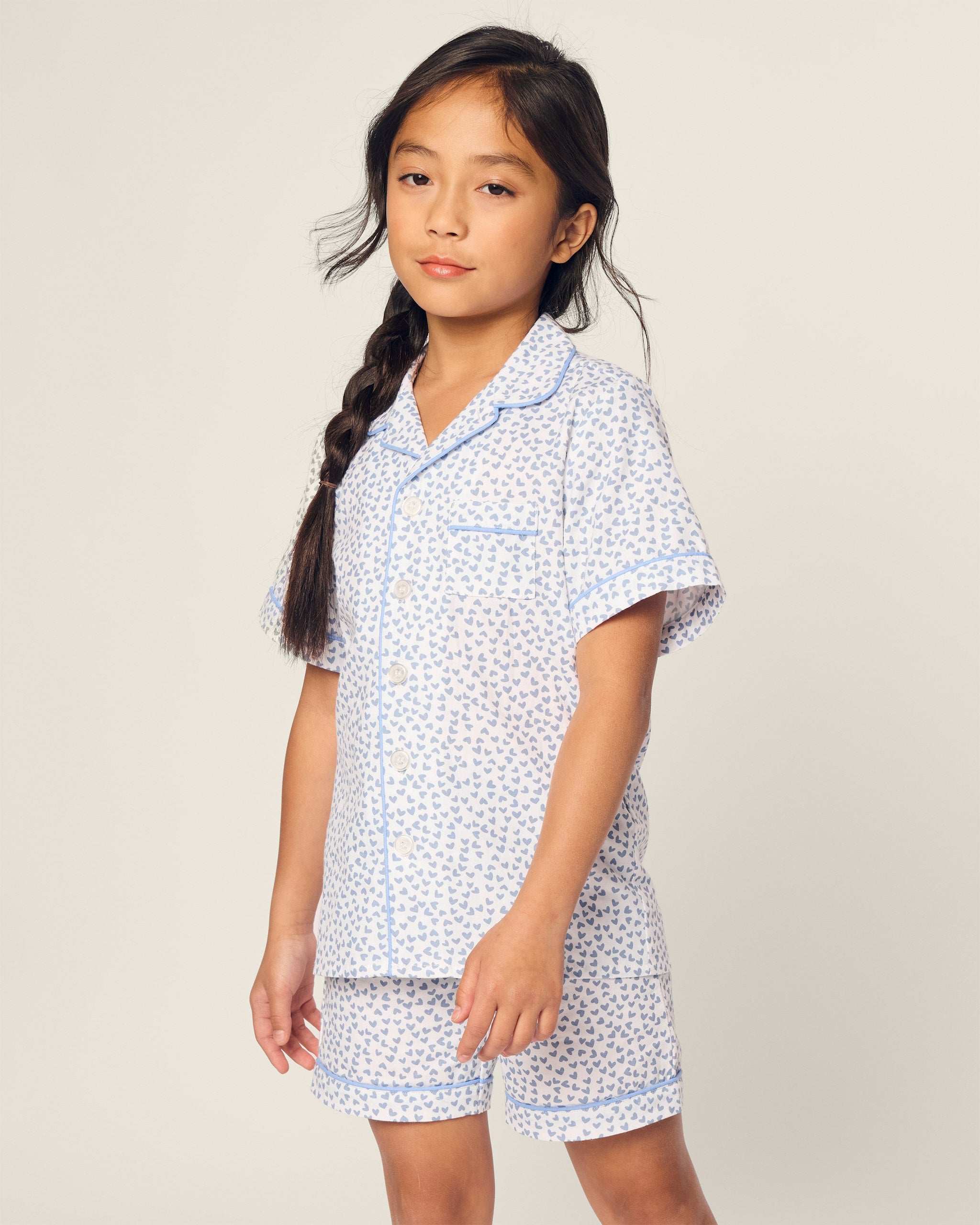 Kid's Twill Short Set in Bluehearts in Bluehearts#Color_Bluehearts