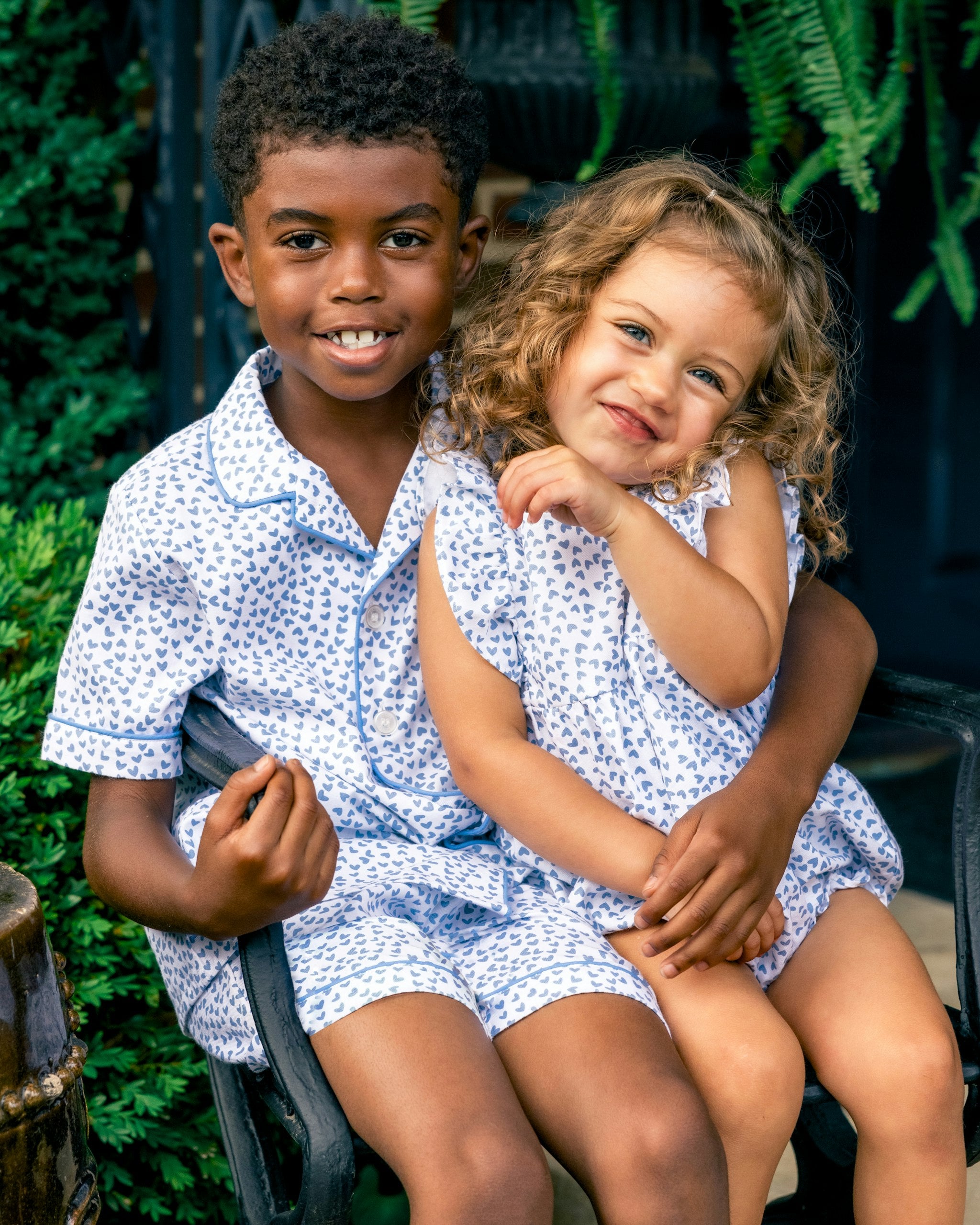 Kid's Twill Short Set in Bluehearts in Bluehearts#Color_Bluehearts
